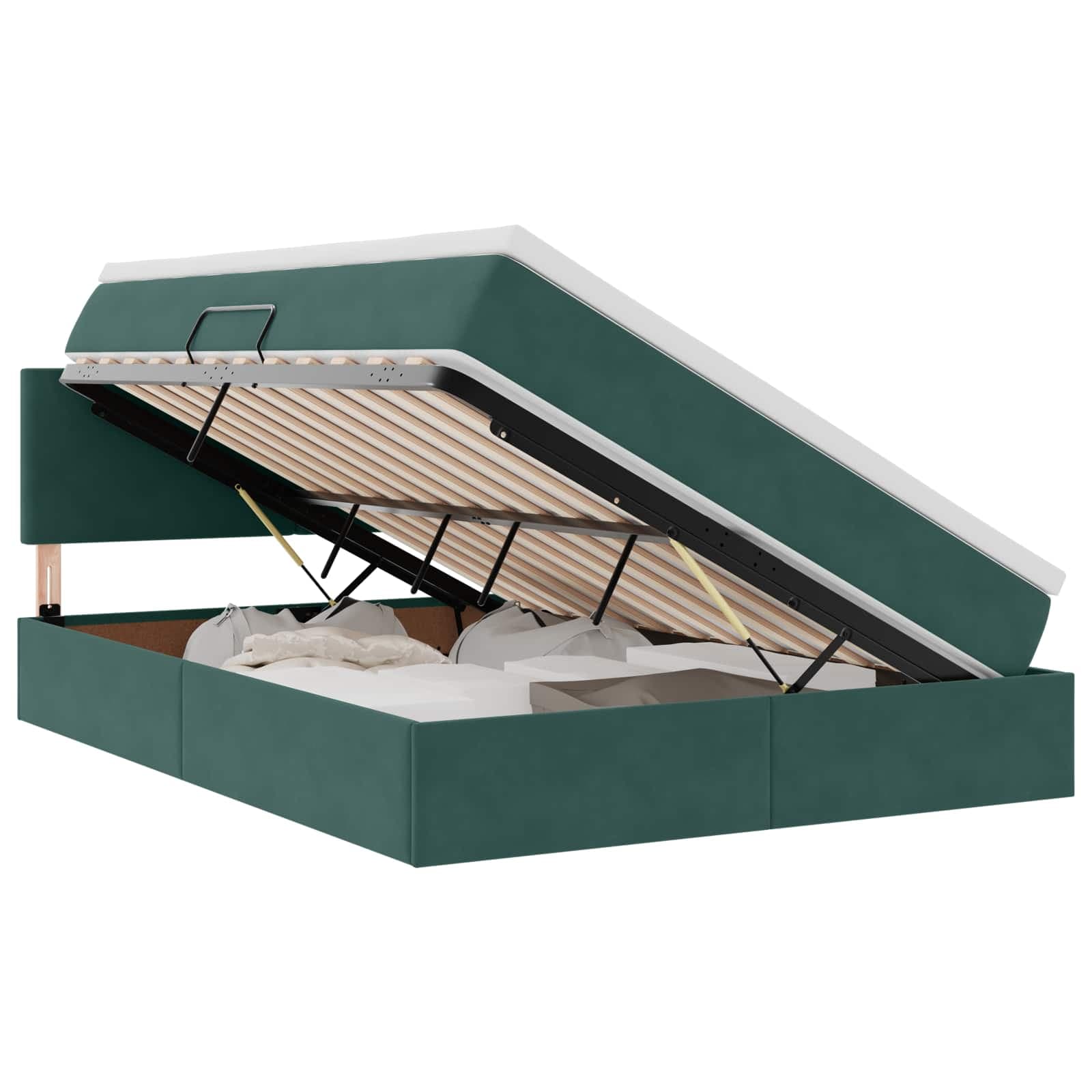vidaXL Cama com Armazenamento Verde Escuro 140 x 200 cm Veludo