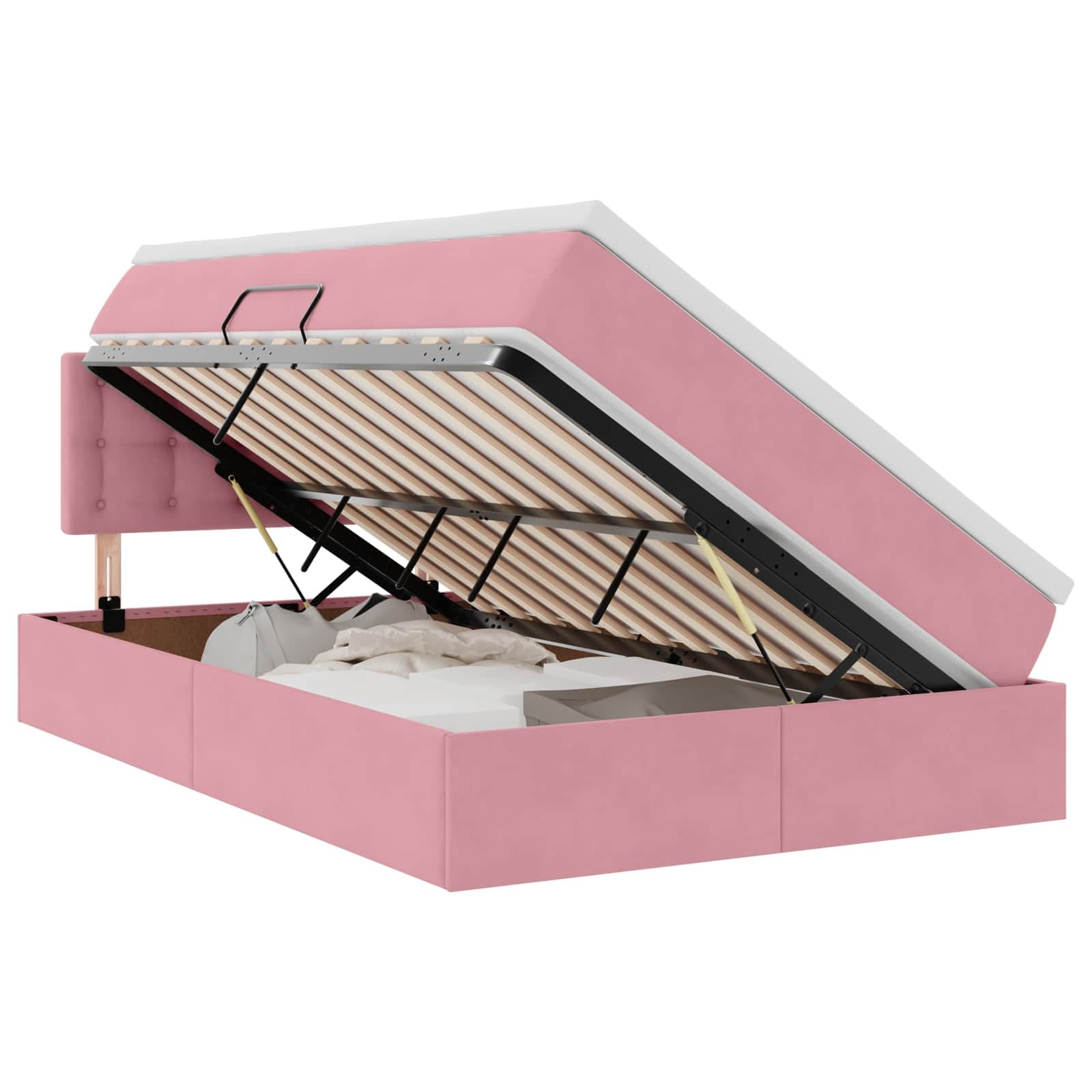 vidaXL Cama com Armazenamento com colchão Rosa 120 x 200 cm Veludo