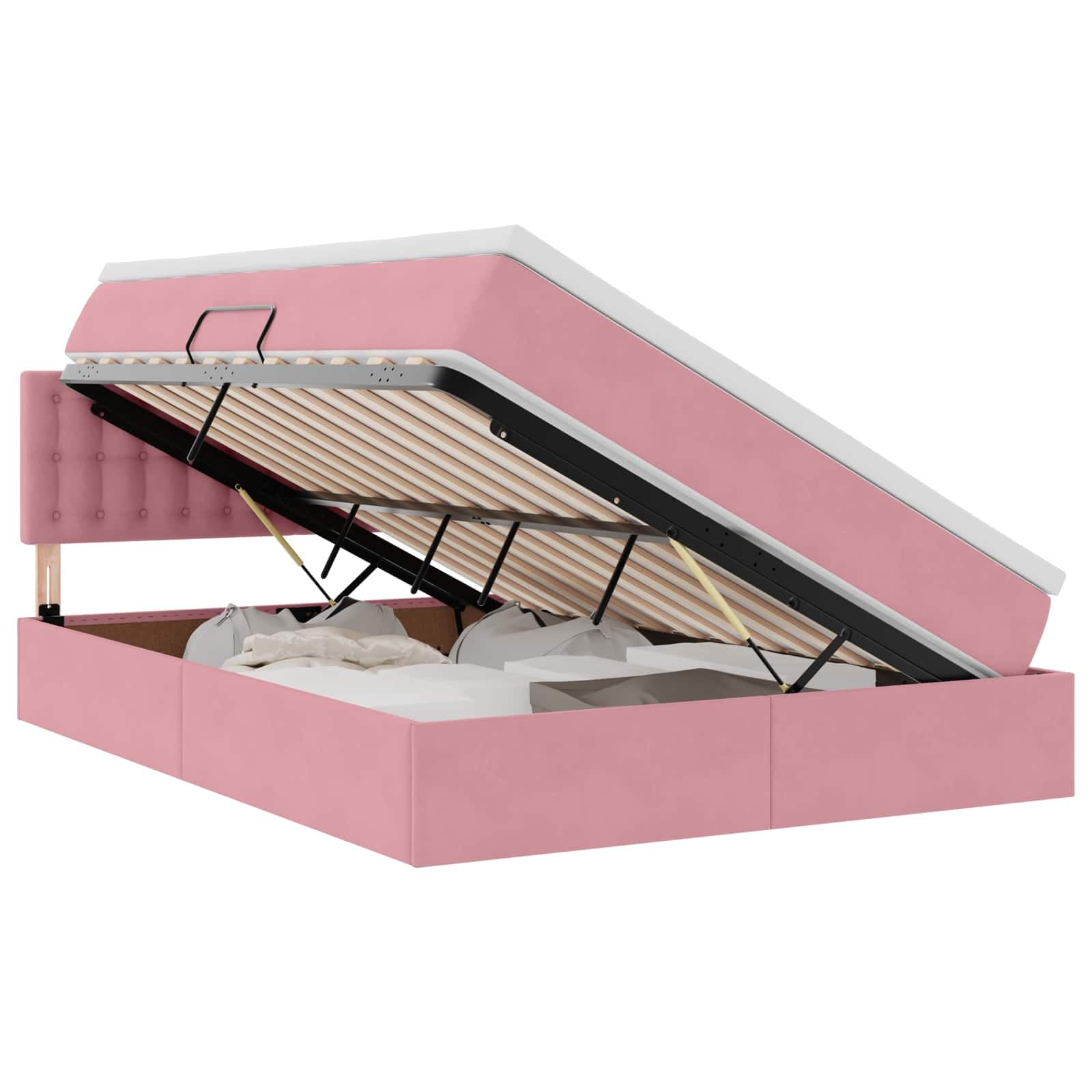 vidaXL Cama com Armazenamento com colchão Rosa 140 x 190 cm Veludo