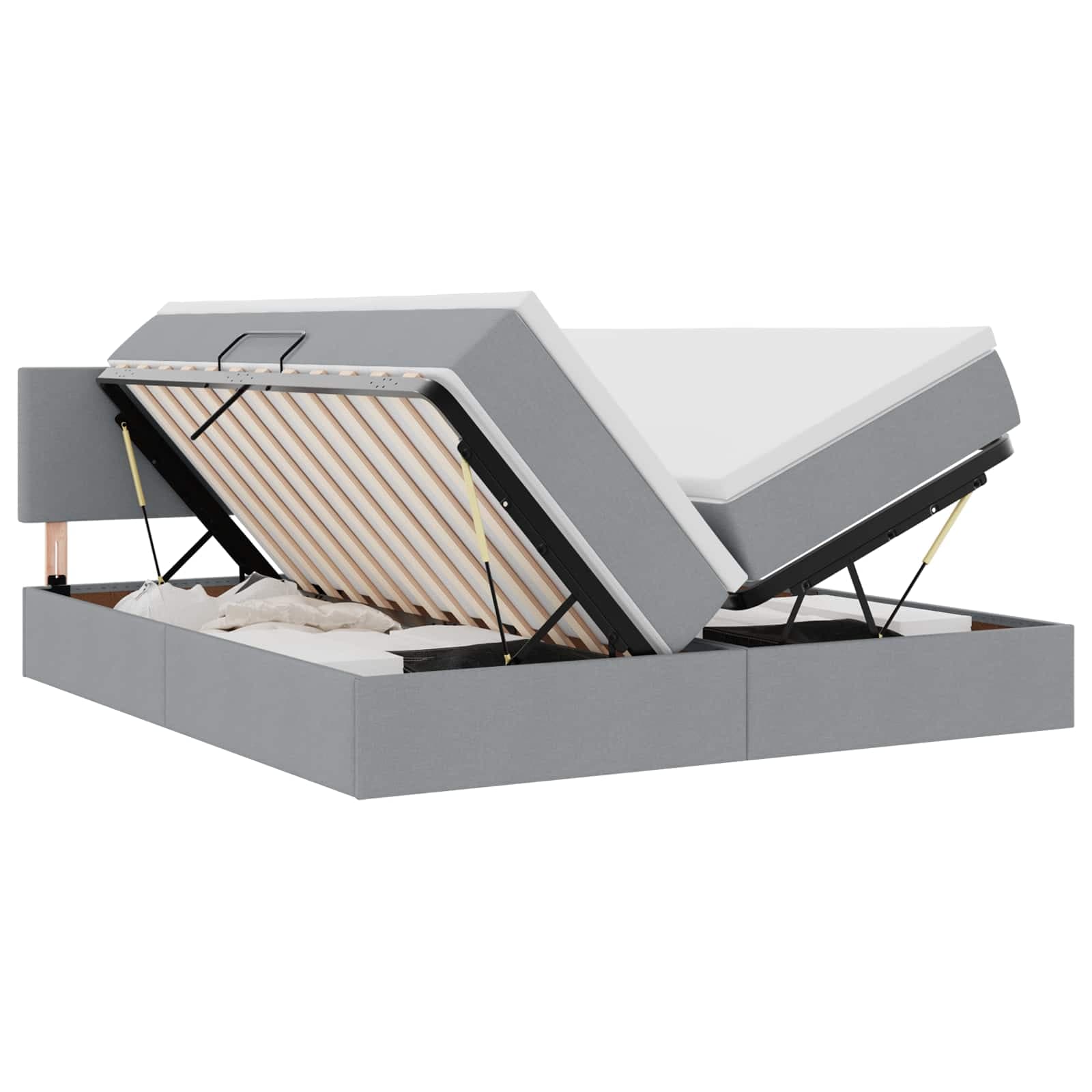 vidaXL Cama com Armazenamento com colchão Cinzento-claro 200 x 200 cm