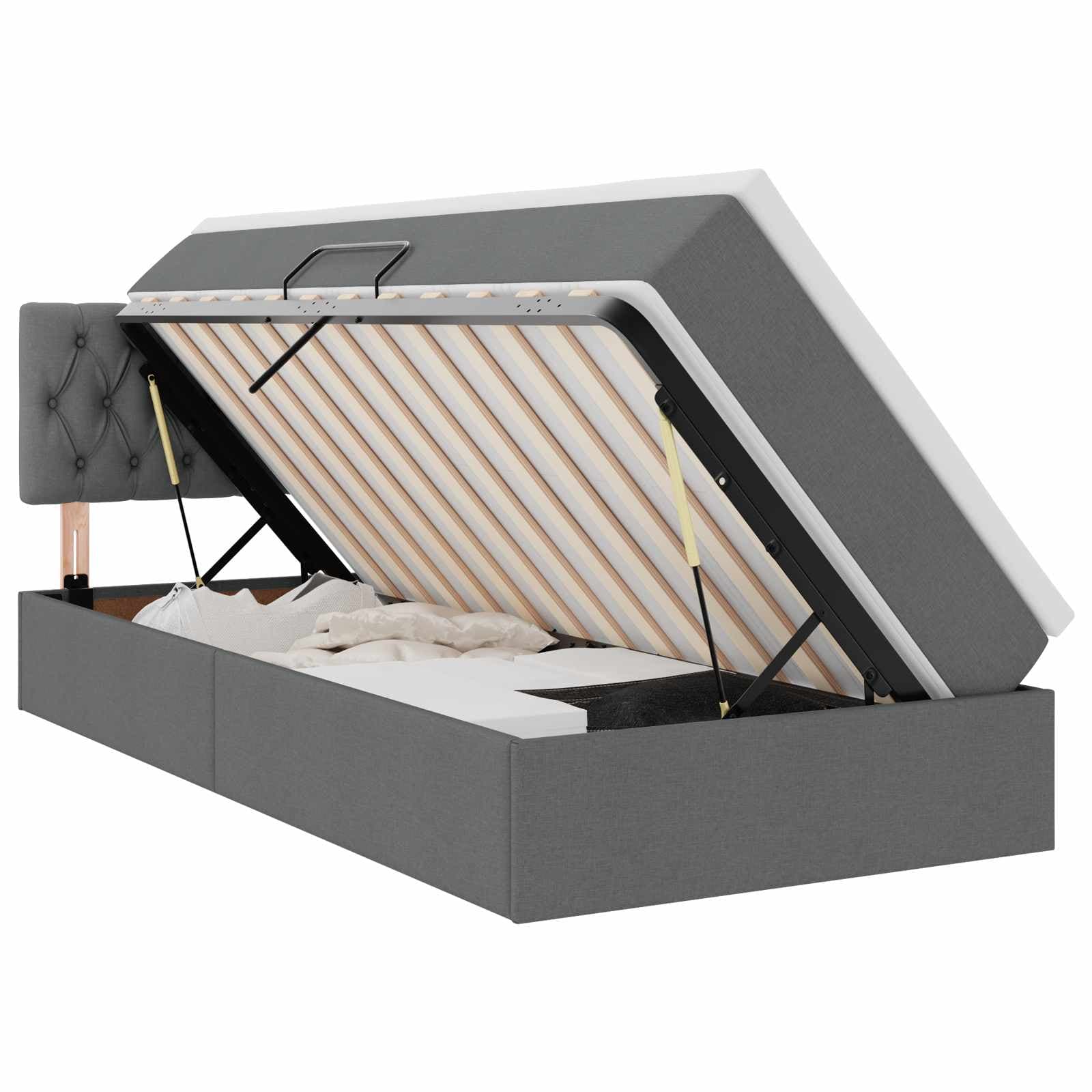 vidaXL Cama de Armazenamento LED com Colchão Cinzento-Escuro