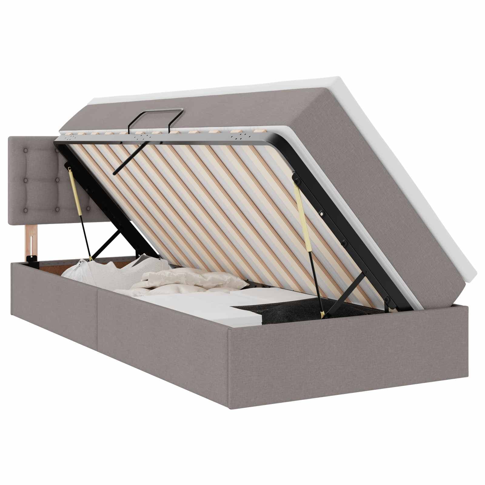 vidaXL Cama de Armazenamento LED com Colchão Cinzento-acastanhado