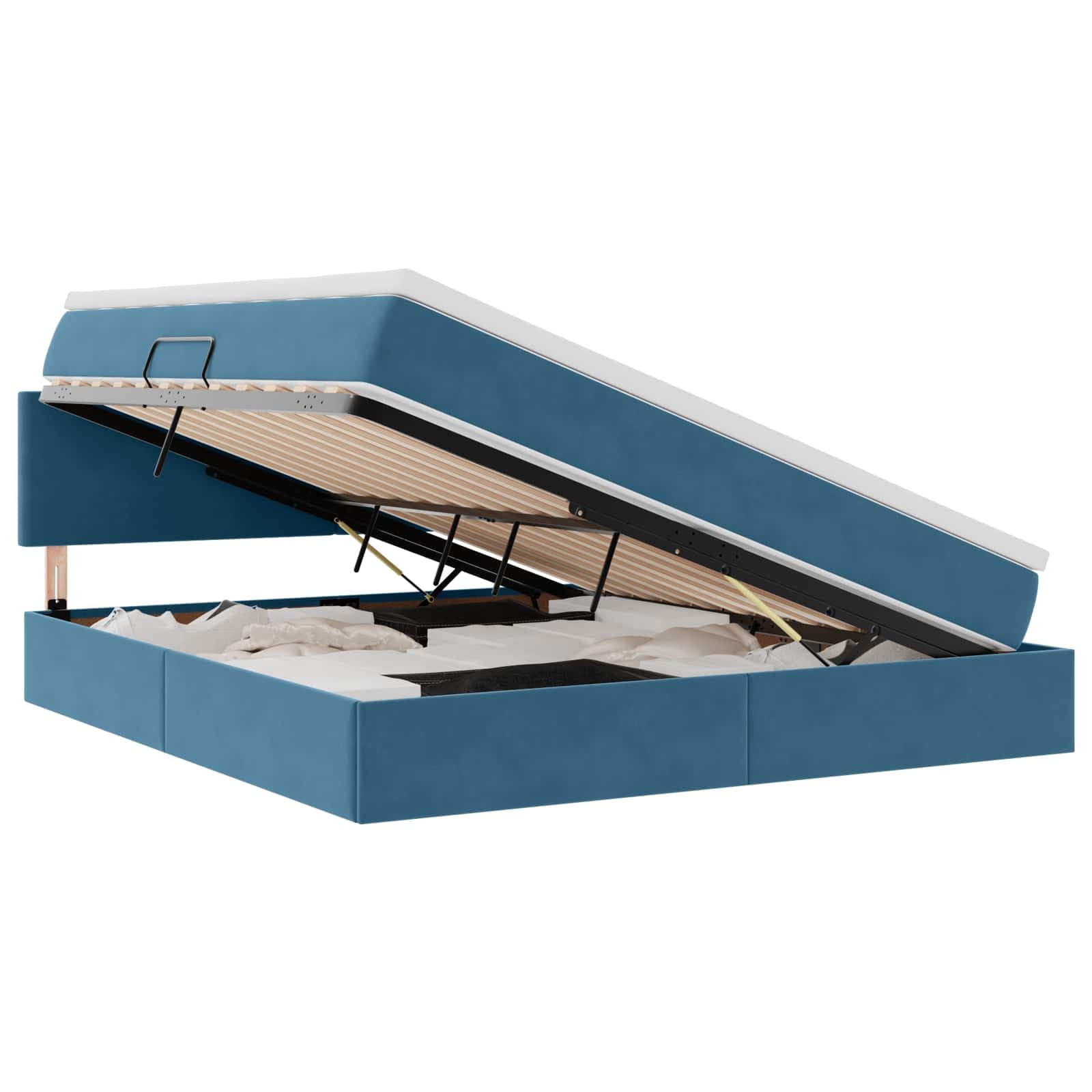 vidaXL Cama de Armazenamento LED com Colchão Azul Escuro 180 x 200 cm