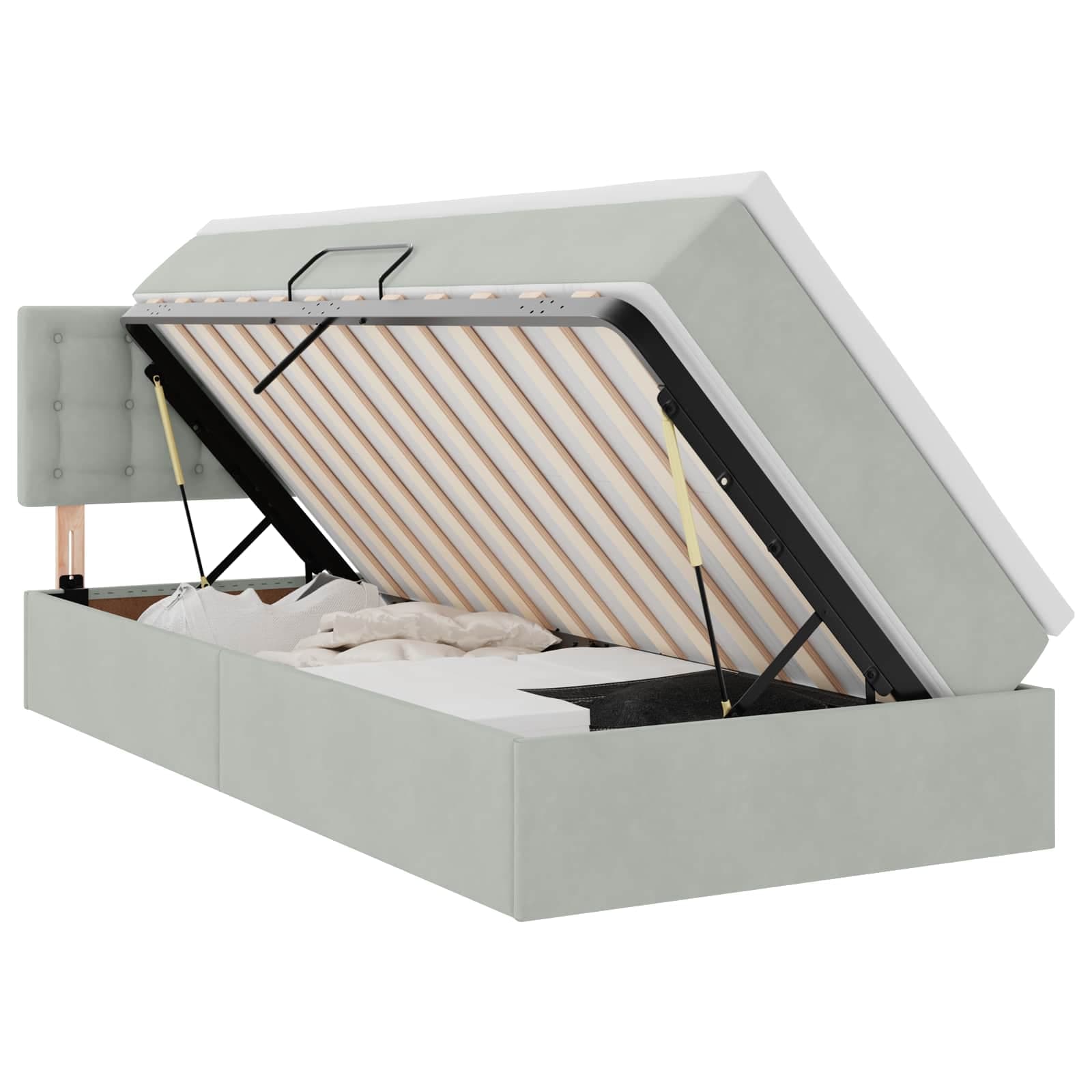 vidaXL Cama de Armazenamento LED com Colchão Cinzento-claro