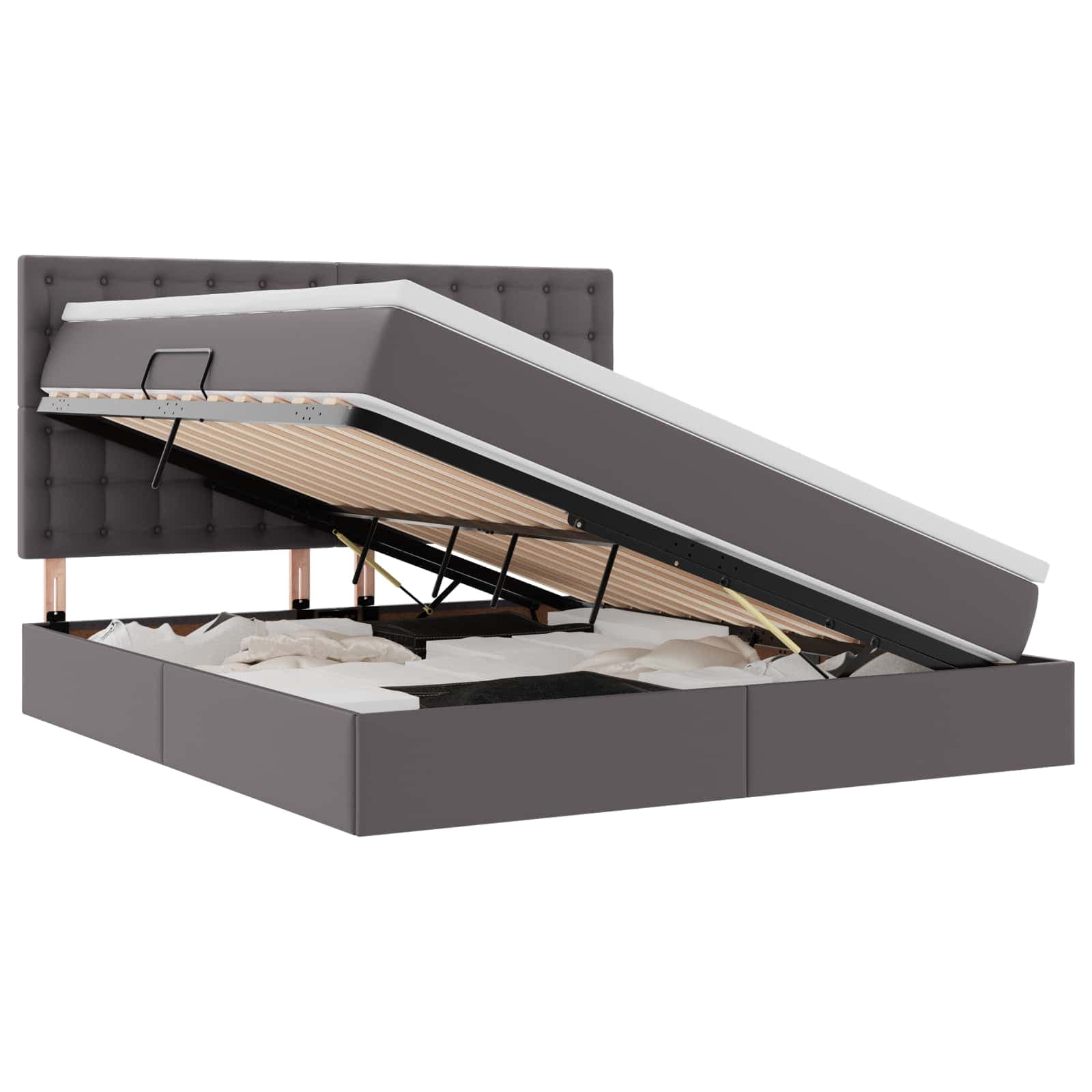 vidaXL Cama com Armazenamento Cinzeto 160 x 200 cm Couro Sintético