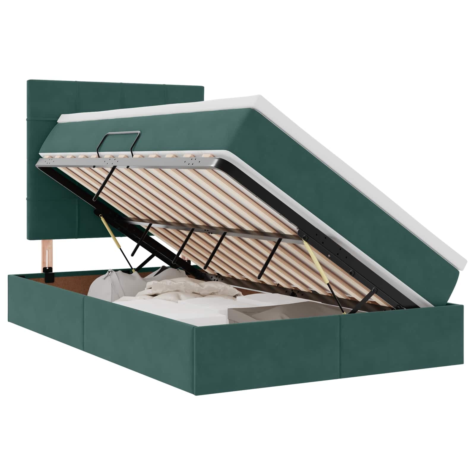vidaXL Cama com arrumação e colchão Verde Escuro 120 x 200 cm Veludo