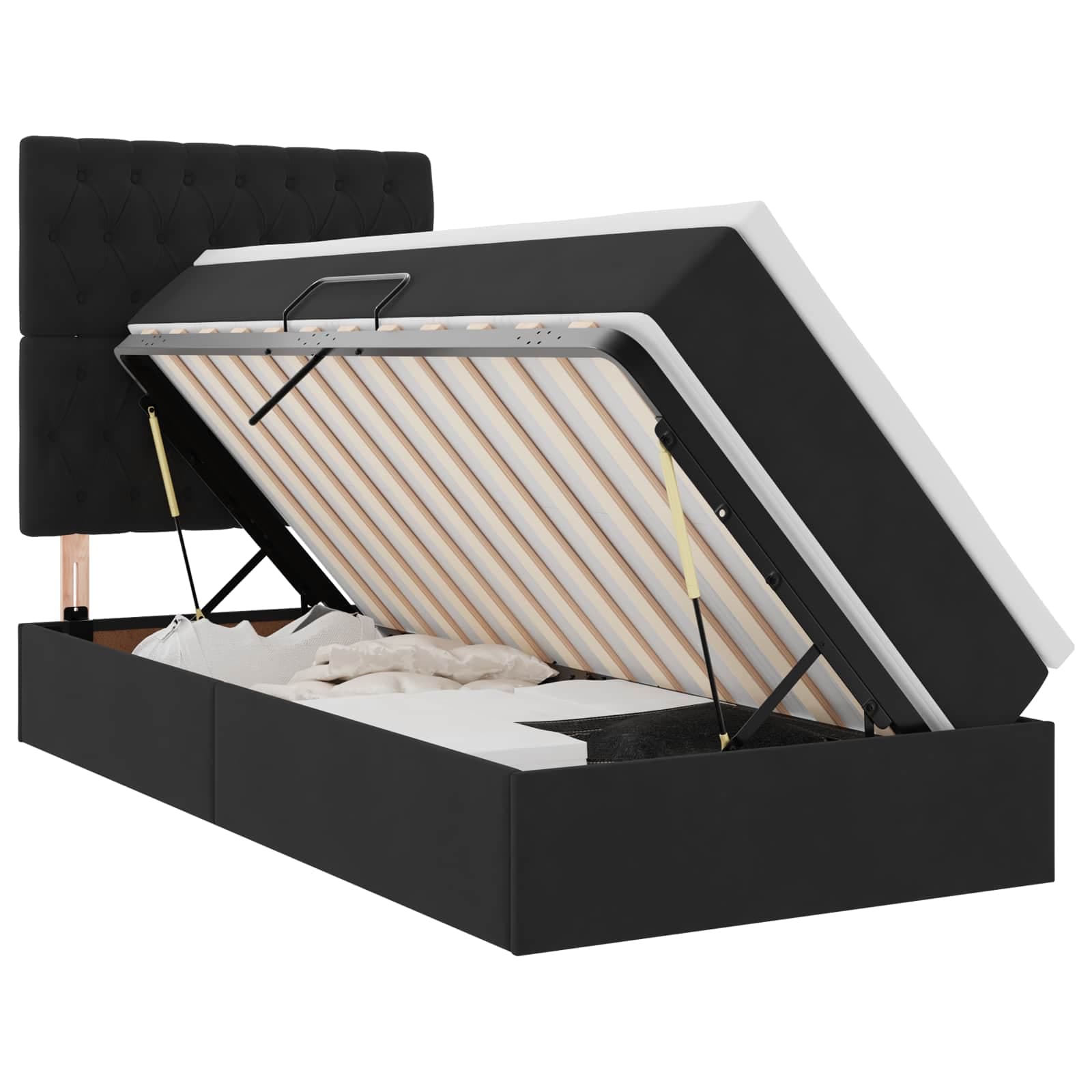 vidaXL Cama com arrumação e colchão Preto 90 x 200 cm Veludo