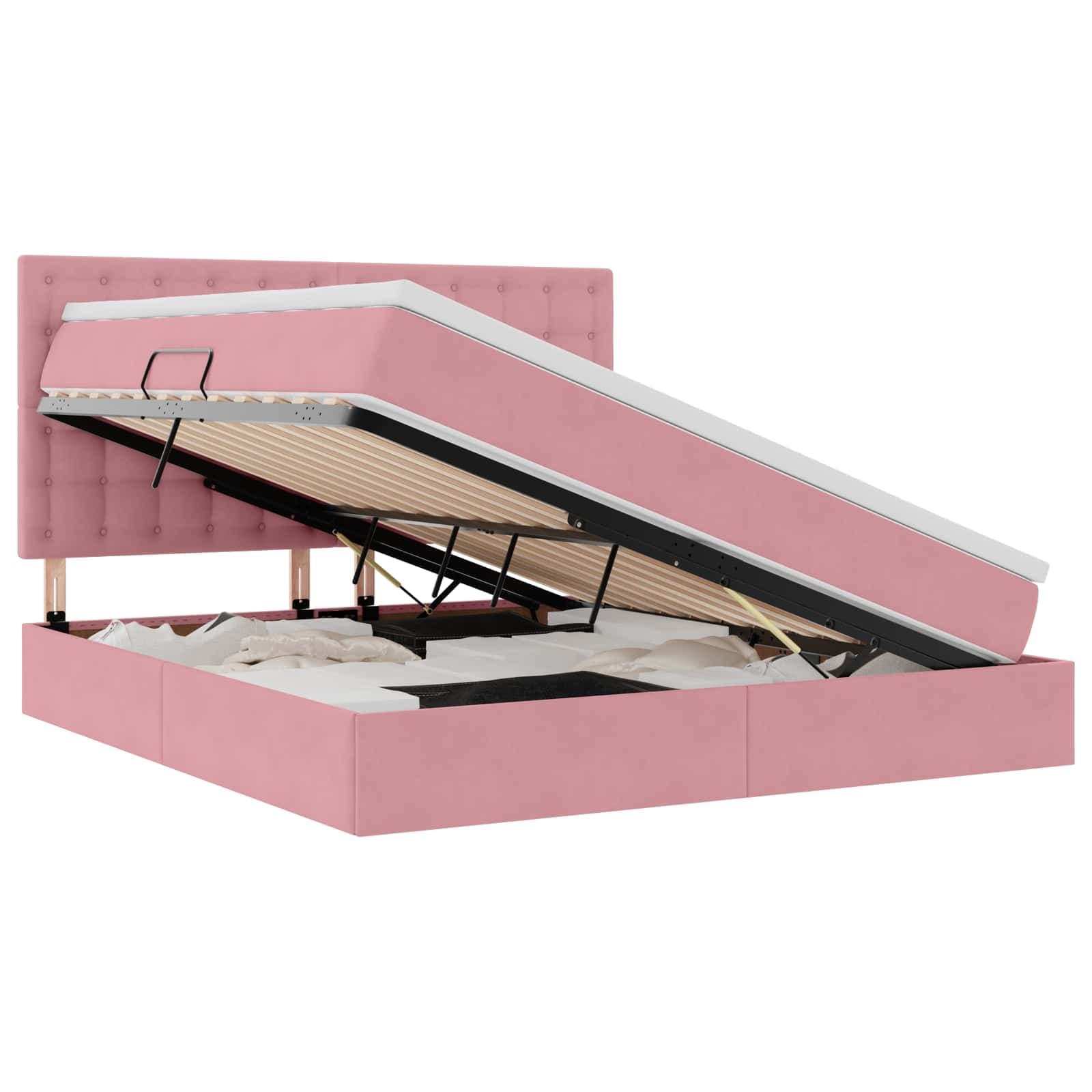 vidaXL Cama com arrumação e colchão Rosa 180 x 200 cm Veludo