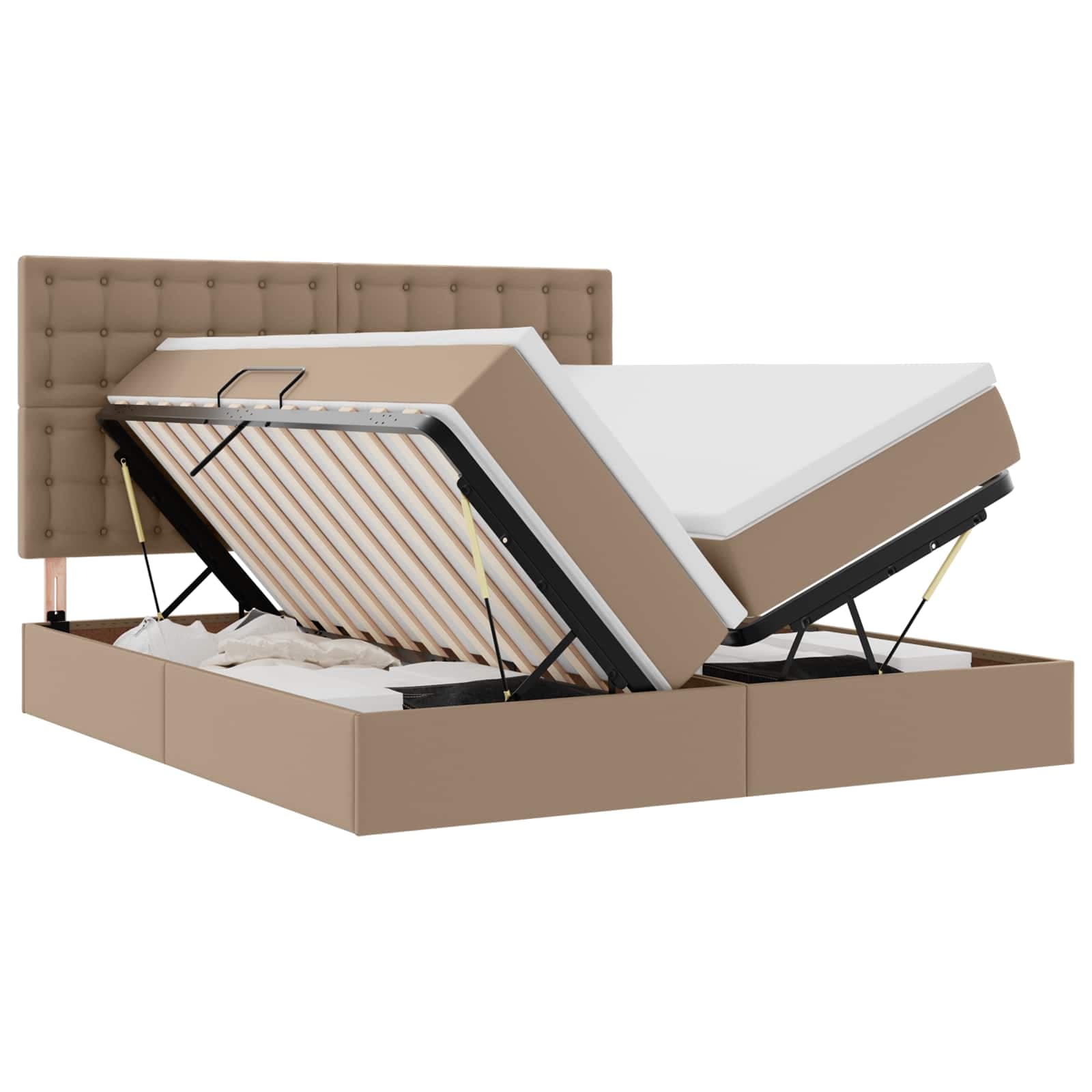 vidaXL Cama com arrumação e colchão Cappuccino 180 x 200 cm
