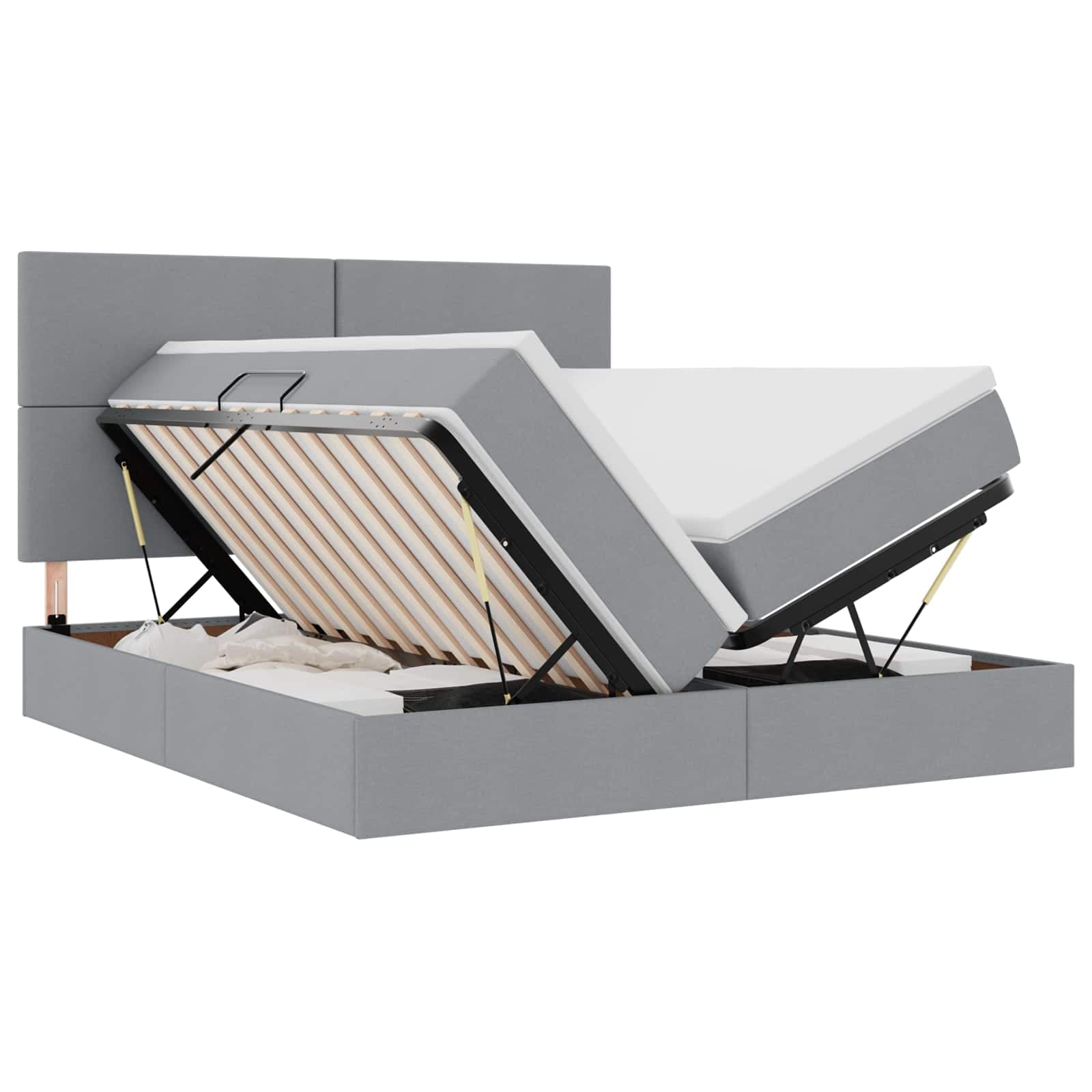 vidaXL Cama com Armazenamento Cinzento-claro 200 x 200 cm Tecido