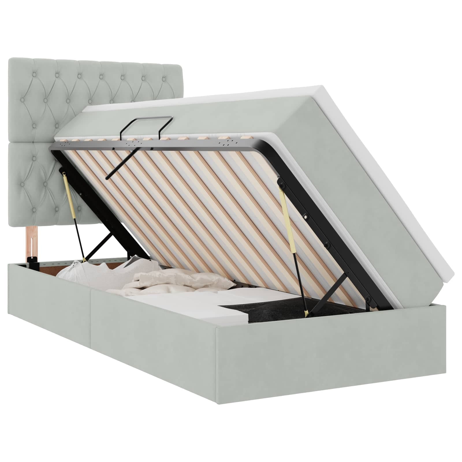 vidaXL Cama de Armazenamento LED com Colchão Cinzento-claro