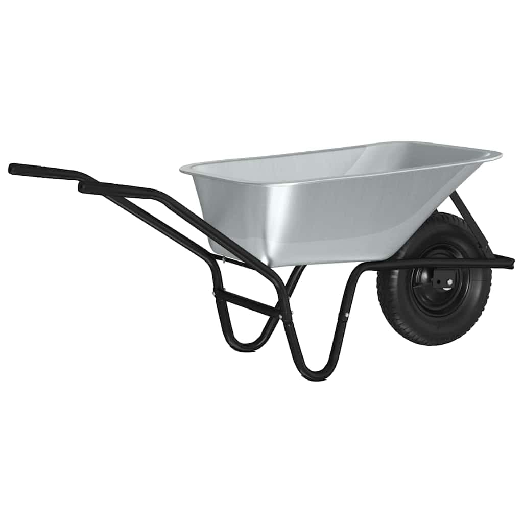 vidaXL Carrinho de Mão Prata e Preto 141 x 60 x 57 cm Aço