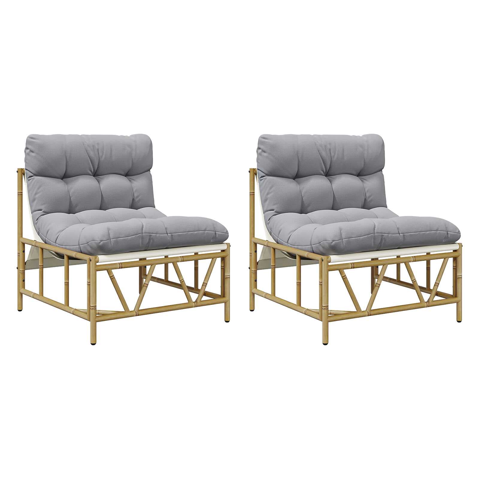vidaXL Assentos exteriores com almofada 2 pcs Cinzento-claro Aço