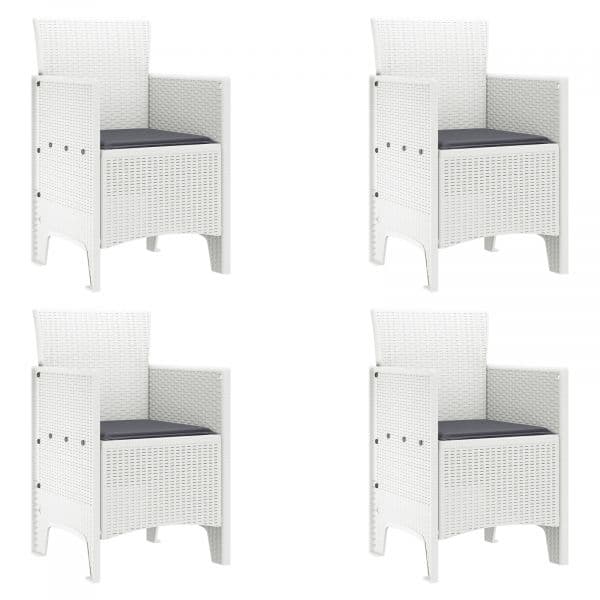vidaXL Cadeiras de Jardim com Almofadas 4 Peças Branco Rattan Sintético - 1630053916