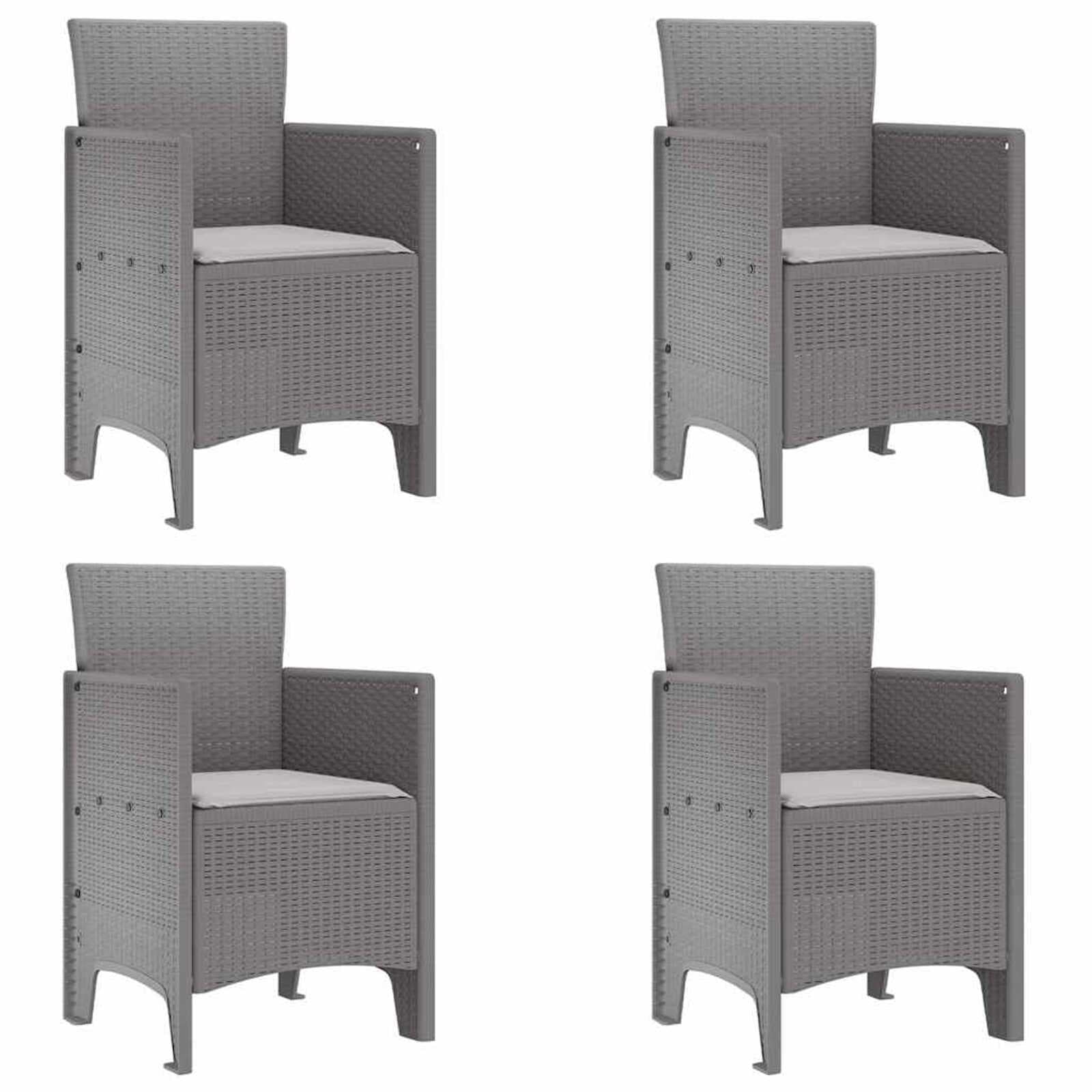 vidaXL Cadeira de Jardim 4 pcs Cinzento-claro 53 x 49 x 85 cm
