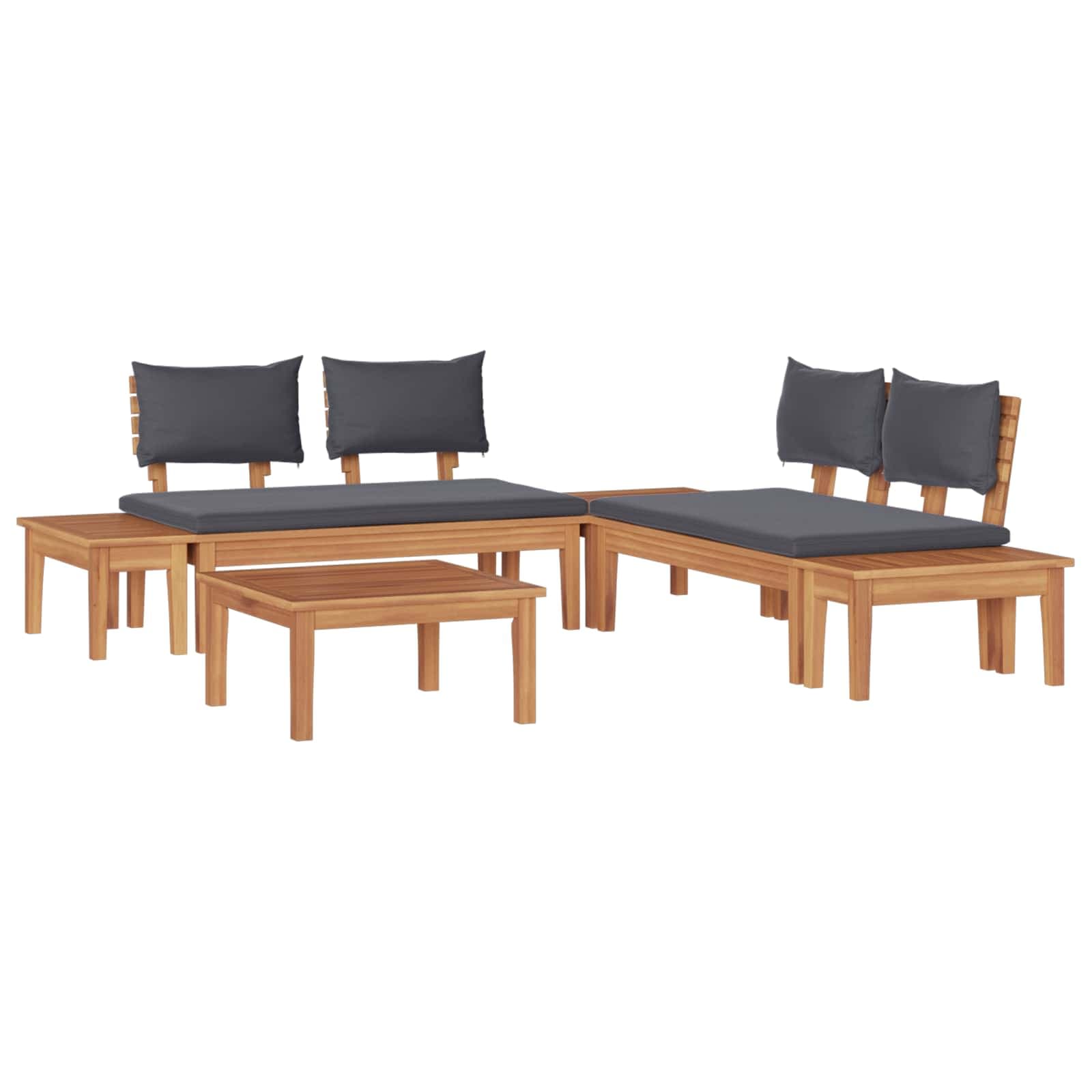 vidaXL Conjunto de Sofá de Jardim 3 Peças Marrom e Cinza - 434993666
