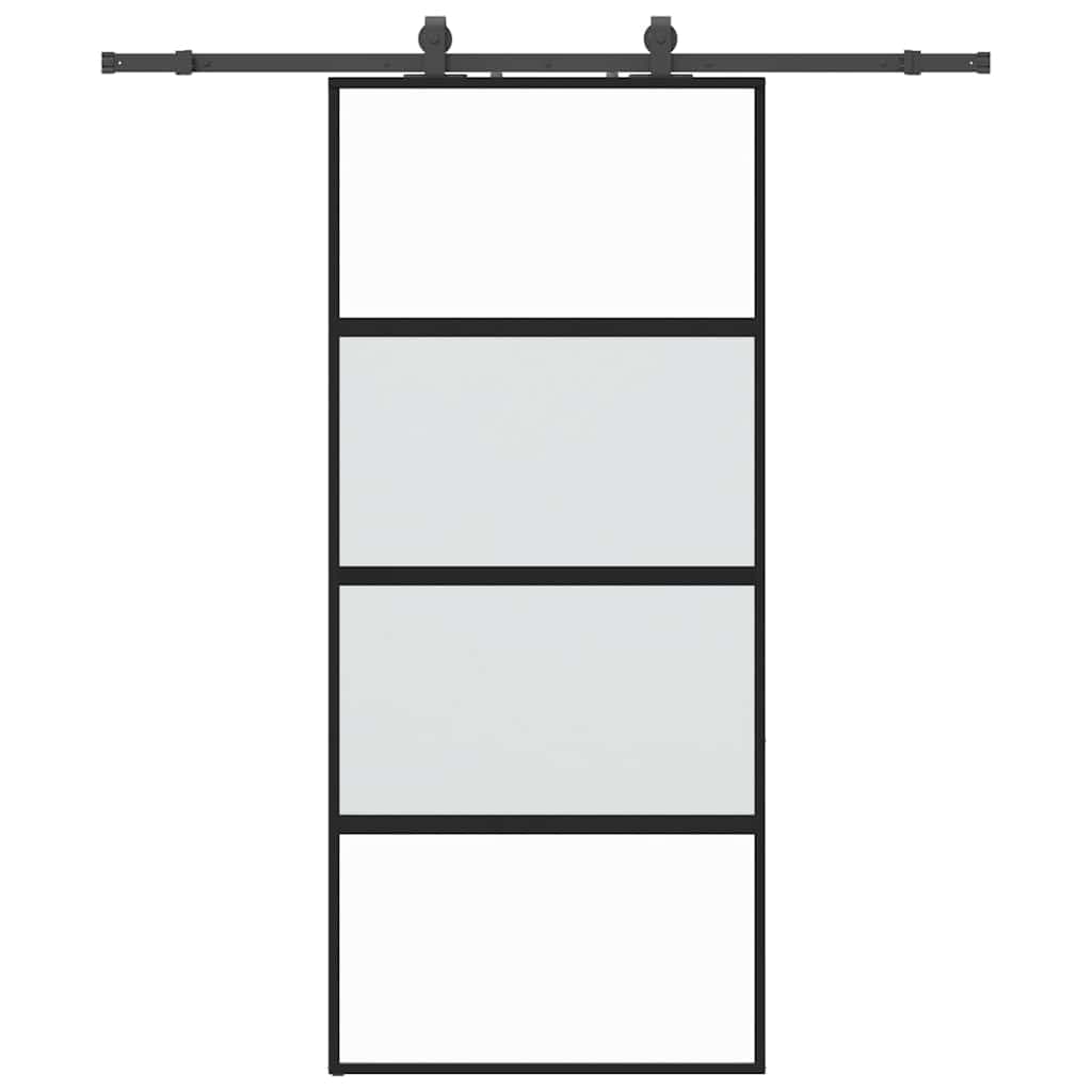 vidaXL Porta Deslizante com Conjunto Ferragens 90x205 cm Vidro Temperado - 1966328429