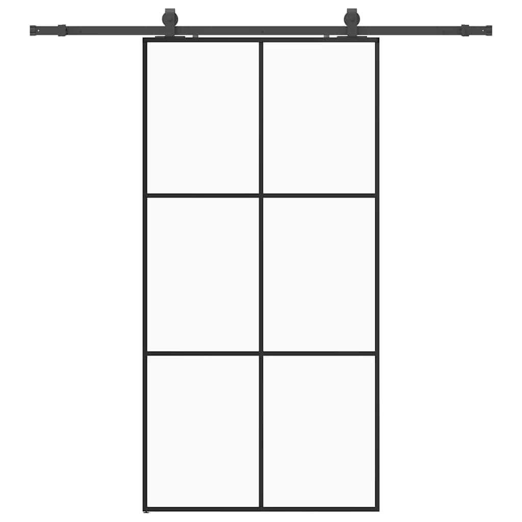 vidaXL Porta Deslizante com Conj Ferragens 102x205cm Vidro Esg Preto - 3541170591