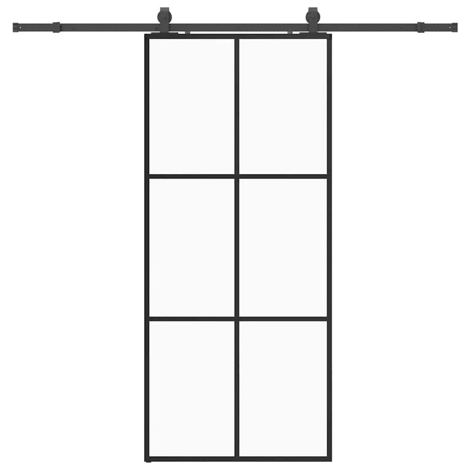 vidaXL Porta deslizante c/ conj. ferragens 90x205cm vidro ESG preto