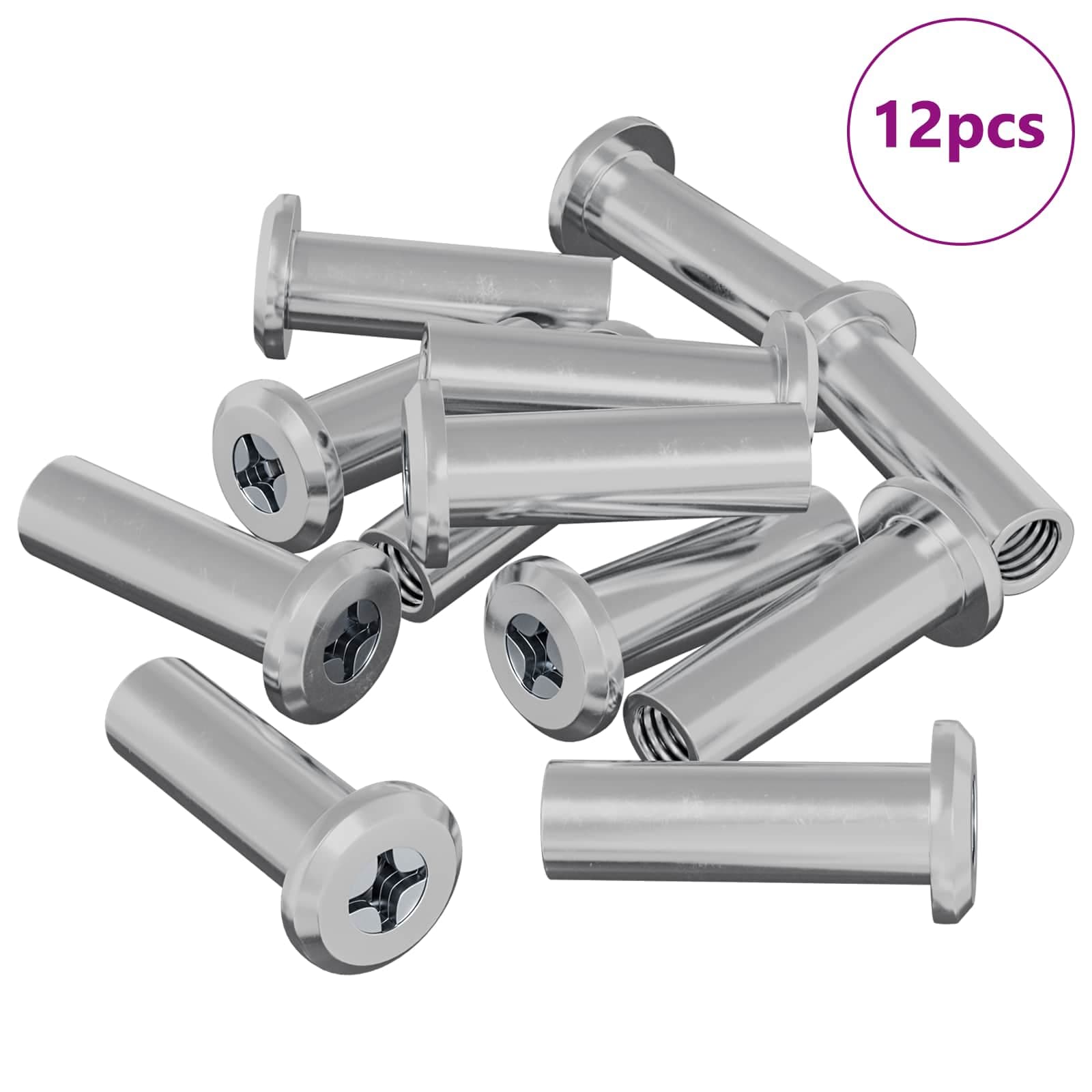 vidaXL Porca de Bloqueio 12 pcs Prateado M6 x 25 mm Aço