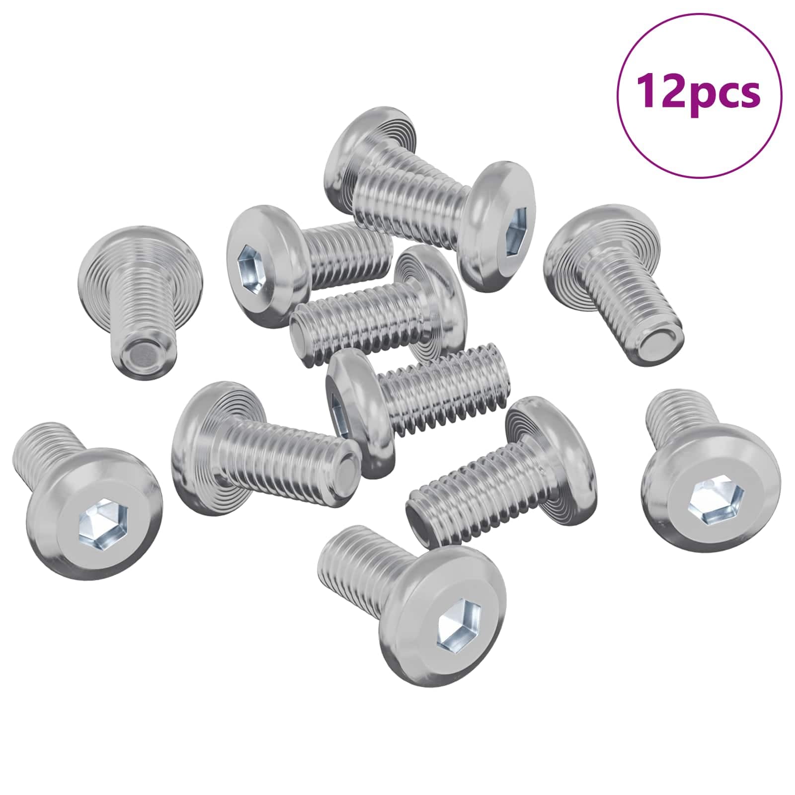 vidaXL Parafuso de Trava Liso 12 pcs Prateado M6 x 12 mm Aço