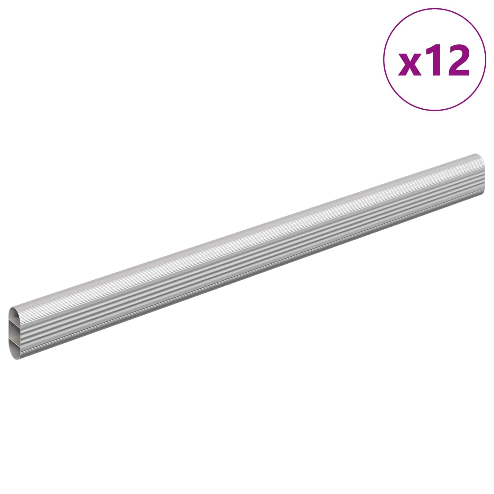 vidaXL Viga de Closet 12 pcs Prateado 371,5 x 15 x 29 mm
