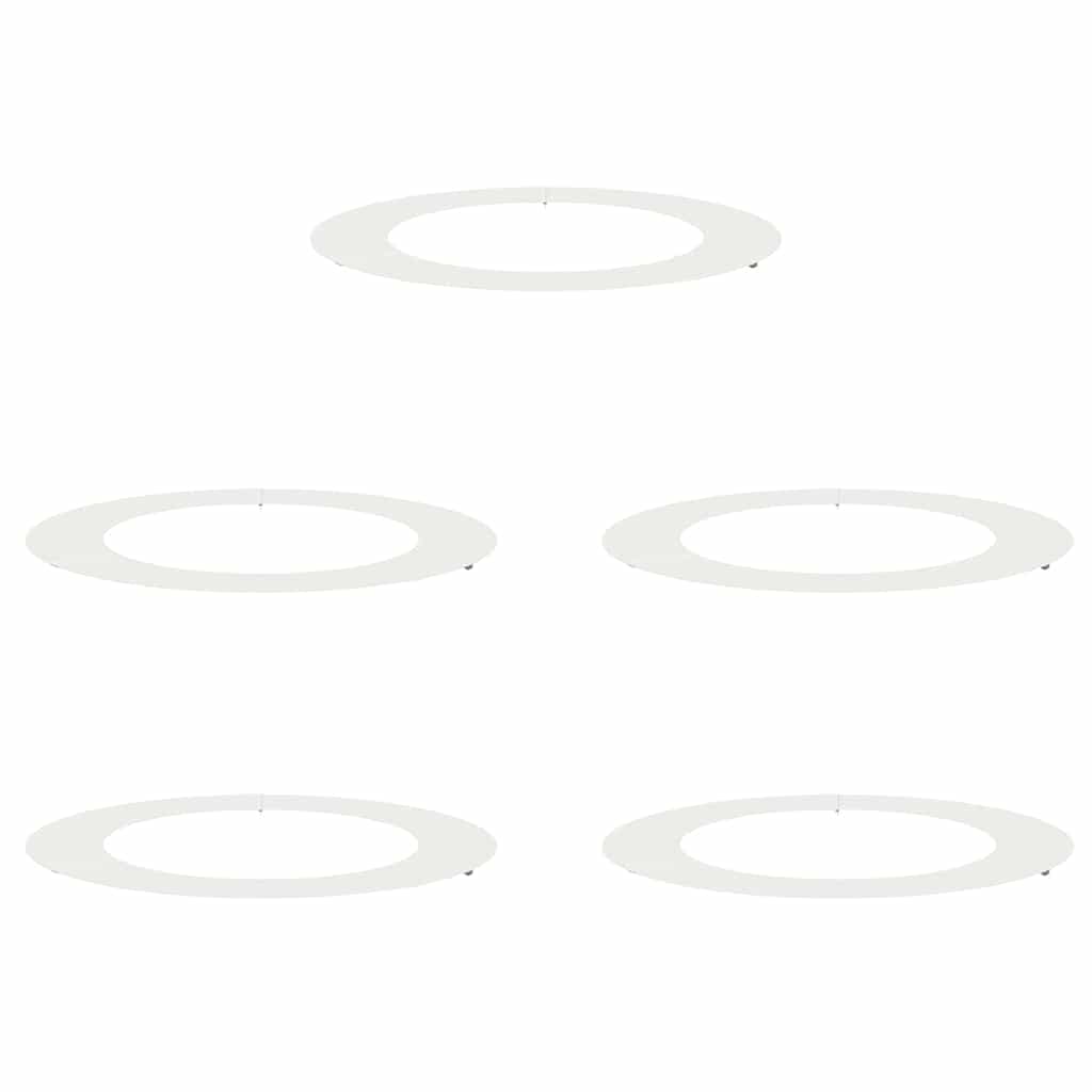 vidaXL adequado para Anéis de Árvore Planos 5 pcs Branco Ø60 / 90 cm Aço