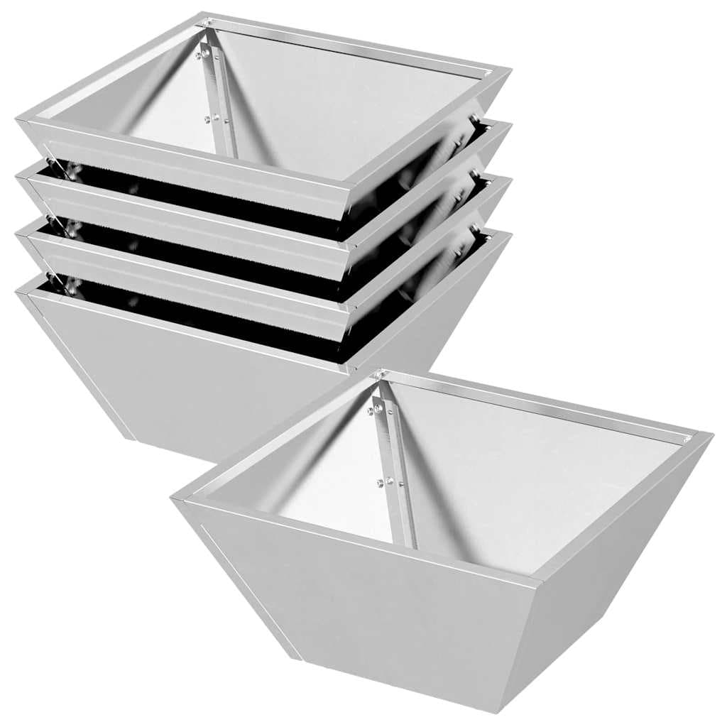 vidaXL Vaso de Jardim 5 pcs Prateado 35 x 35 x 15 cm Aço inoxidável