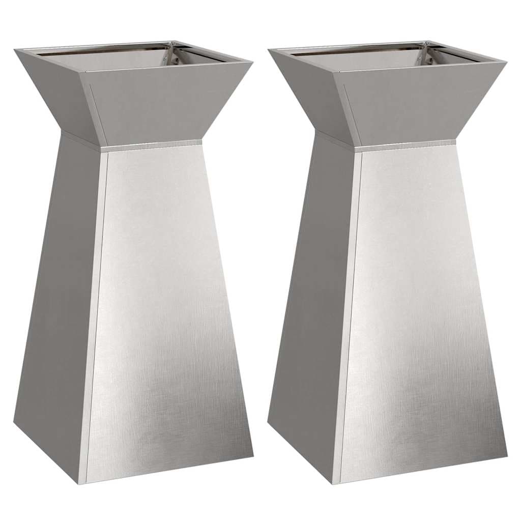 vidaXL Vaso de Pilar 2 pcs Prateado 35 x 35 x 73 cm