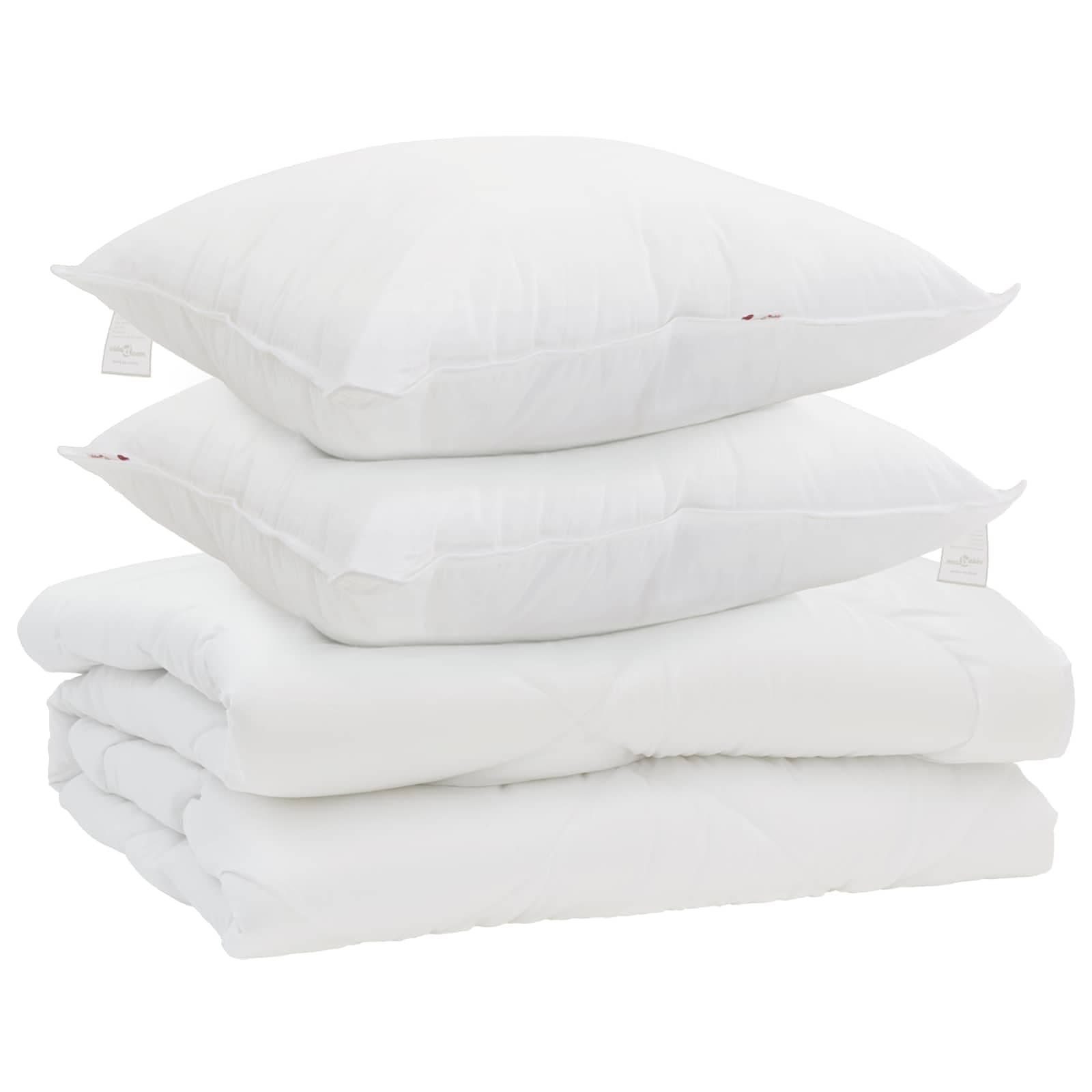 vidaXL Edredão com travesseiro 3 pcs Branco Microfibra