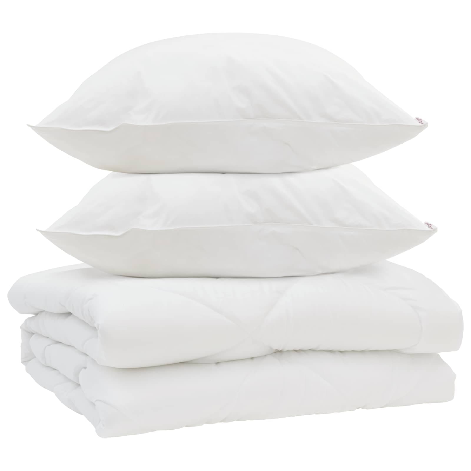 vidaXL Edredão com travesseiro 3 pcs Branco Microfibra