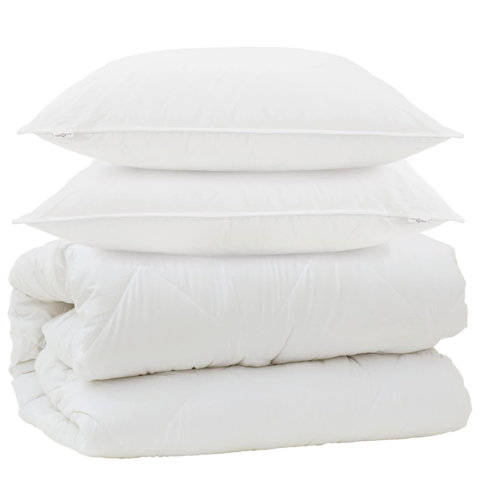vidaXL Duvet com Travesseiros com travesseiro 3 pcs Branco Microfibra