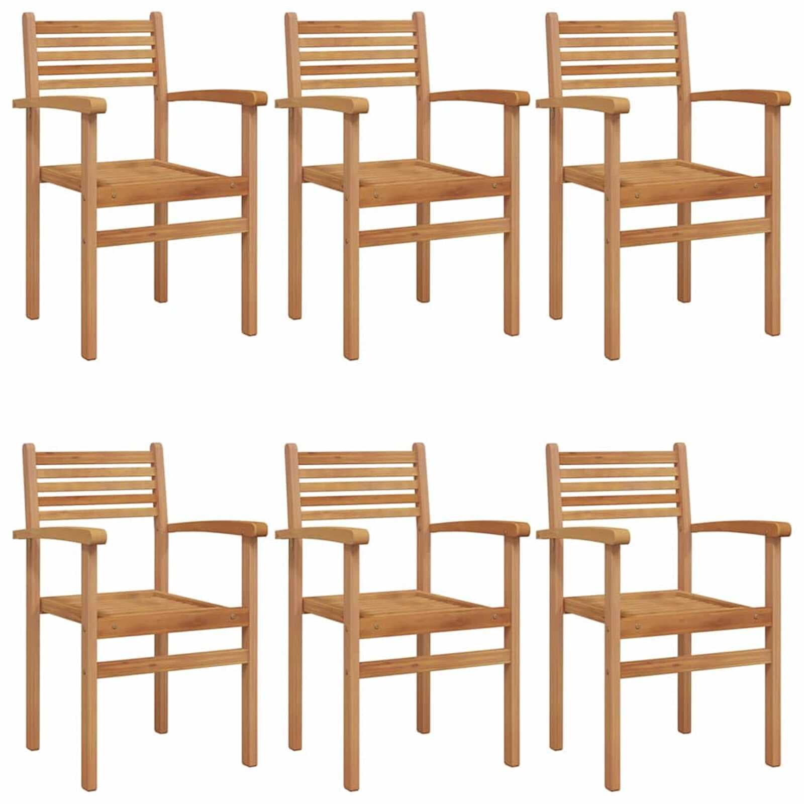 vidaXL Cadeira 6 pcs Castanho 56 x 55 x 90.5 cm Madeira de Teca Sólida