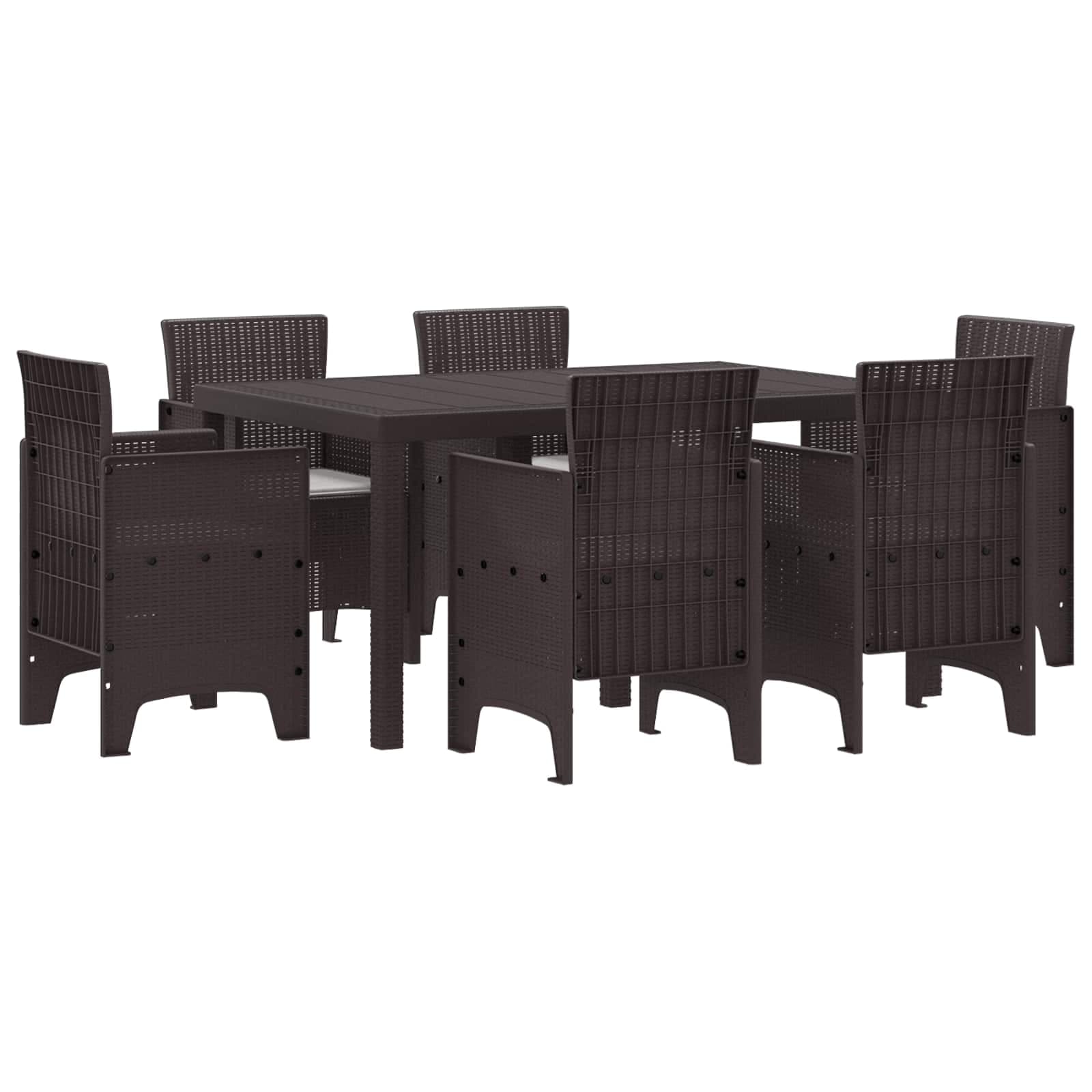 vidaXL Conjunto de Jantar para Jardim 7 Peças Castanho Rattan Polt - 2684853953