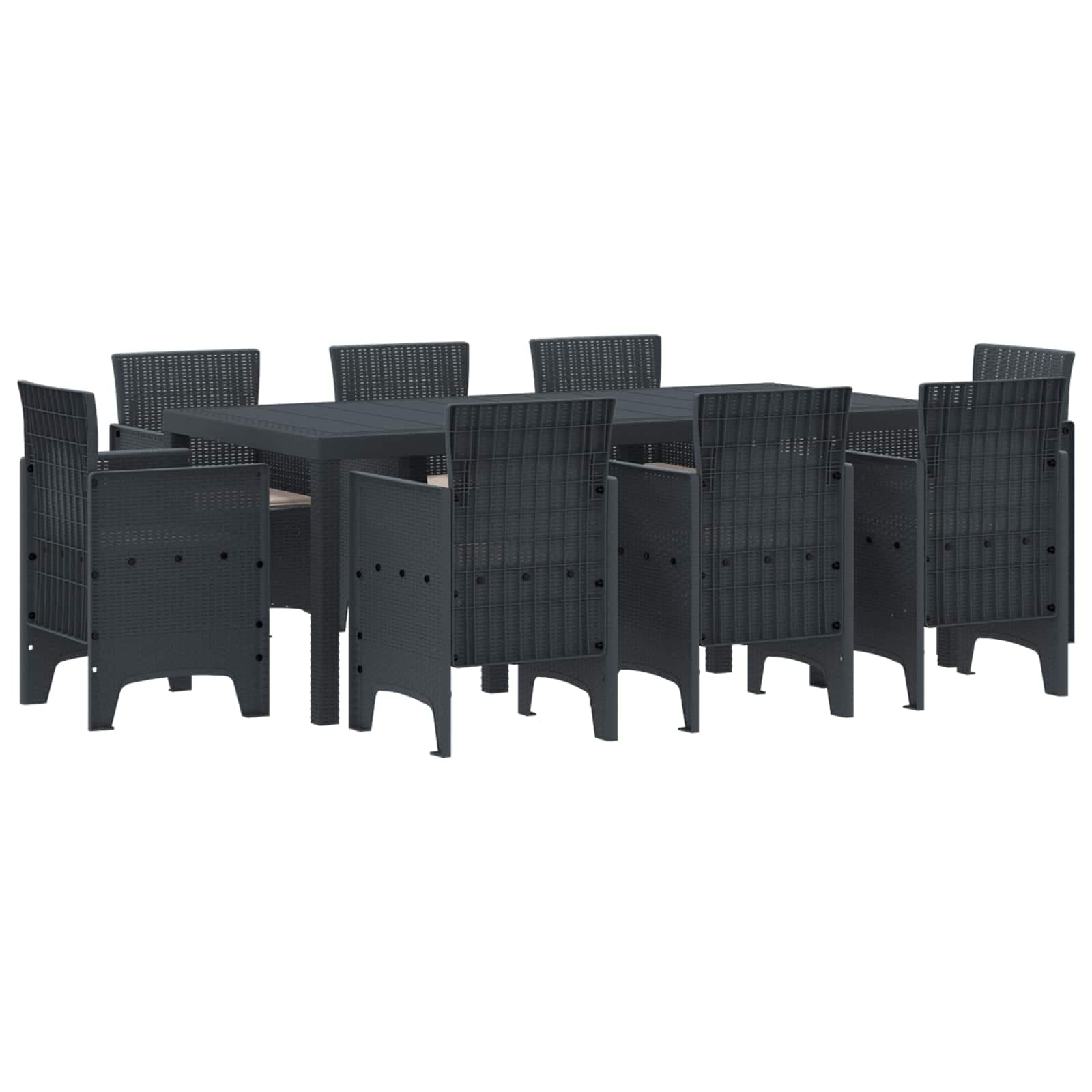 vidaXL Conjunto de Jantar para Jardim 9 pcs Antracite Polipropileno
