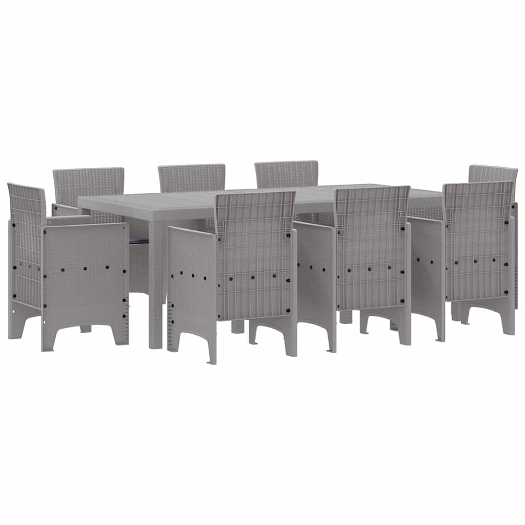 vidaXL Conjunto de Jantar para Jardim 9 Peças Cinzento-claro - 1970170217