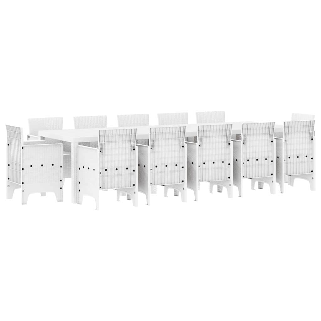 vidaXL Conjunto de Jantar para Jardim 13 pcs Branco Rattan Sintético