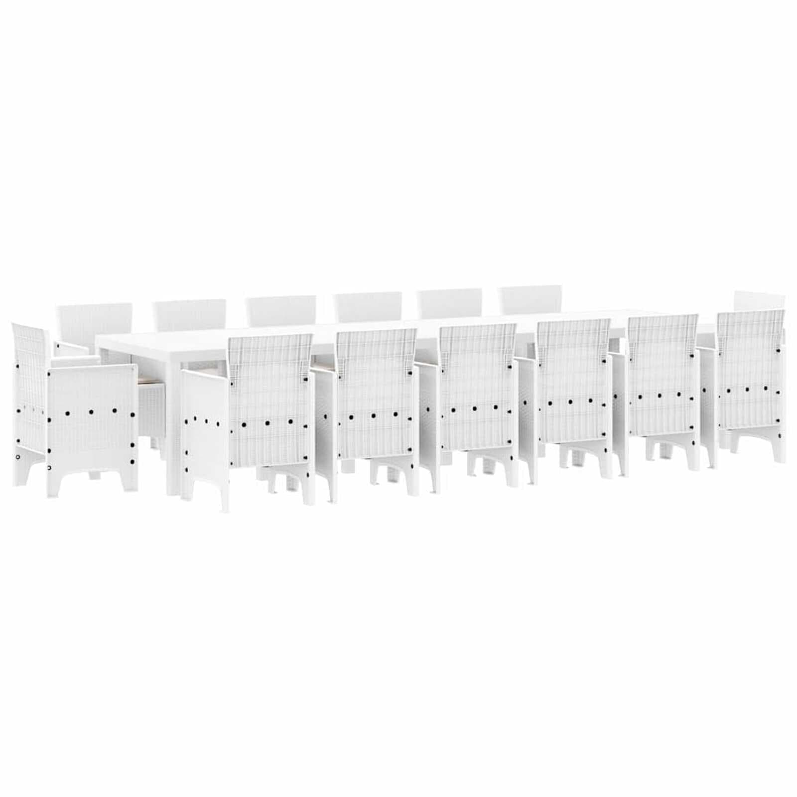 vidaXL Conjunto de Jantar para Jardim 15 pcs Branco Rattan Polt