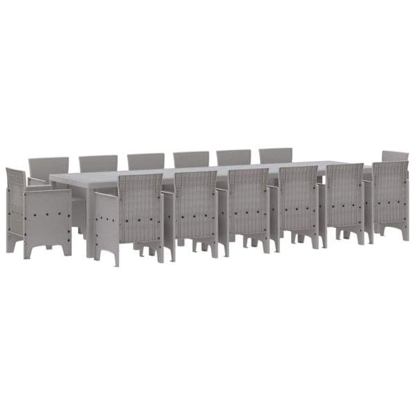 vidaXL Conjunto de Jantar para Jardim 15 Peças Cinzento-claro - 1558330590