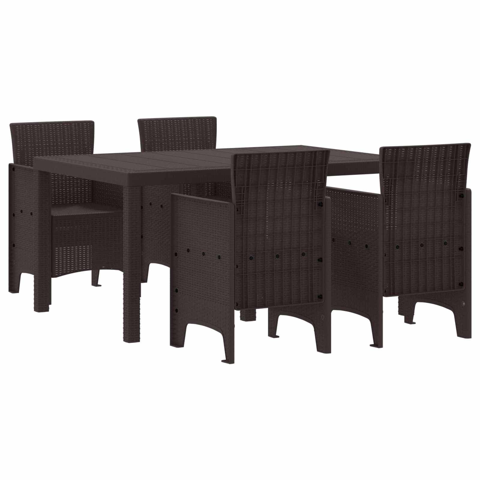 vidaXL Conjunto de Jantar para Jardim 5 Peças Castanho Rattan Polt - 3914089107