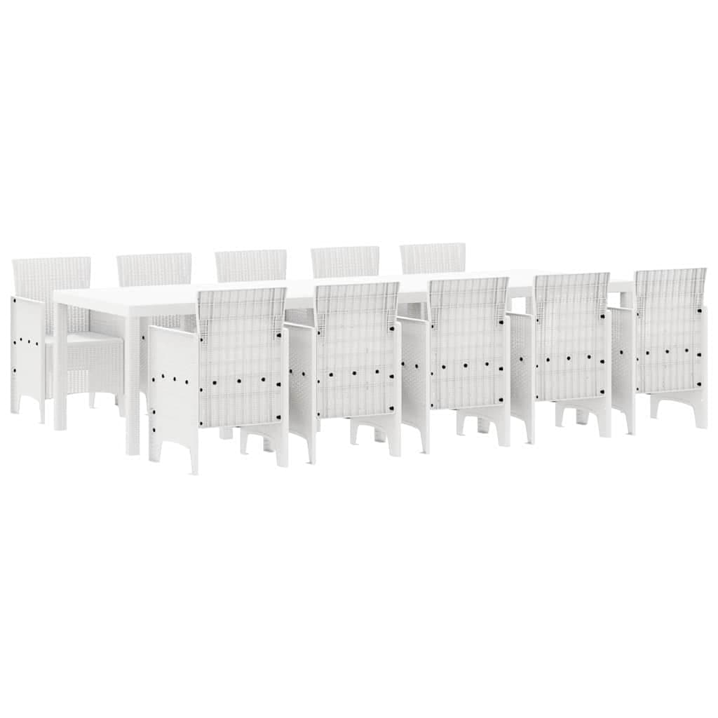 vidaXL Conjunto de Jantar para Jardim 11 Peças Branco Rattan e Aço - 528269540