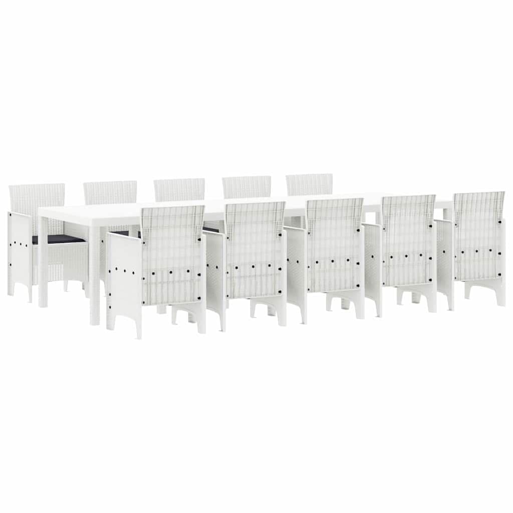 vidaXL Conjunto de Jantar para Jardim com Almofada 11 Peças Branco - 2165855559