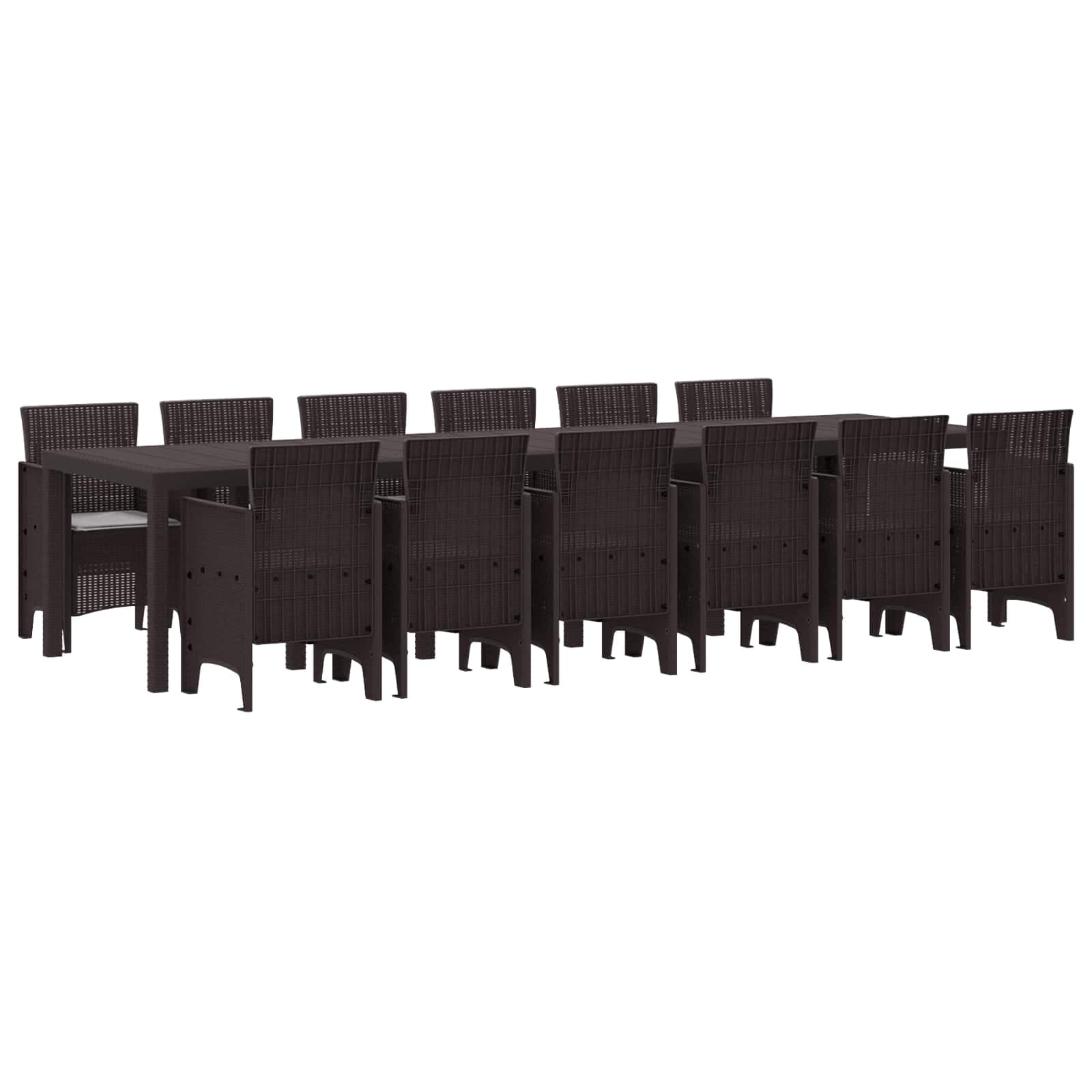 vidaXL Conjunto de Jantar para Jardim 13 pcs Castanho Rattan Polt