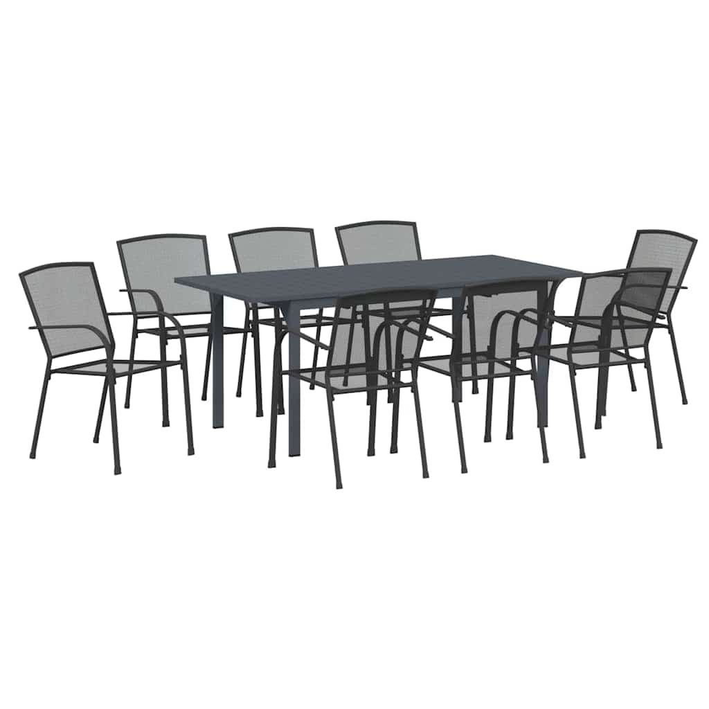 vidaXL Conjunto de Jantar para Jardim 9 pcs Antracite