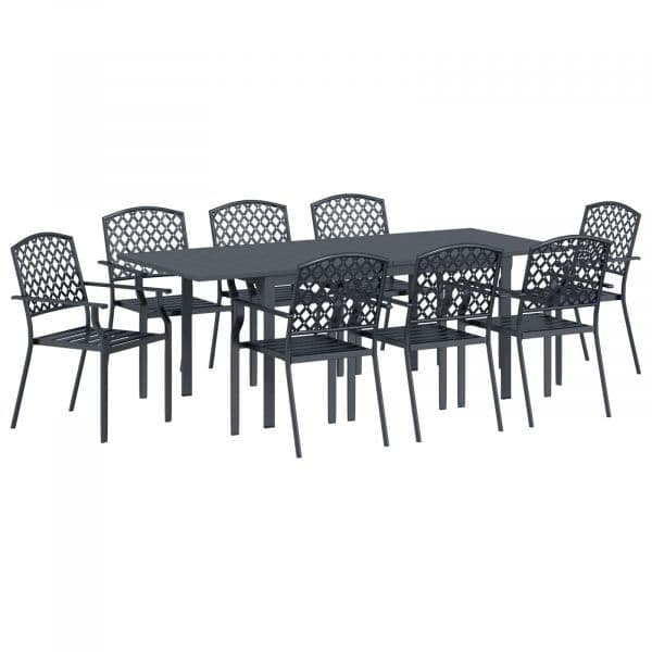 vidaXL Conjunto de Jantar para Jardim 9 Peças Antracite Aço - 1849341829