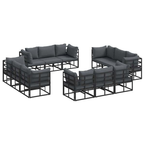 vidaXL Conjunto de Sofá de Jardim 12 Peças Preto Metal - 3480567918