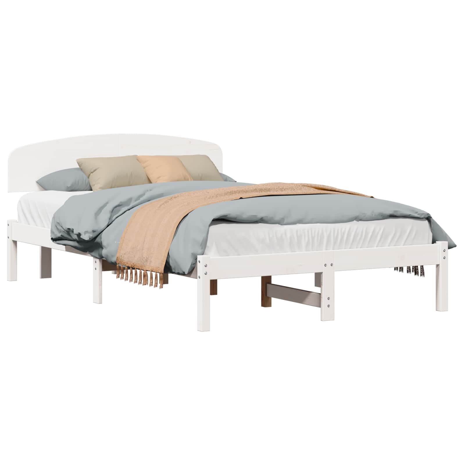 vidaXL Estrutura da Cama com cabeceira Branco 140 x 190 cm