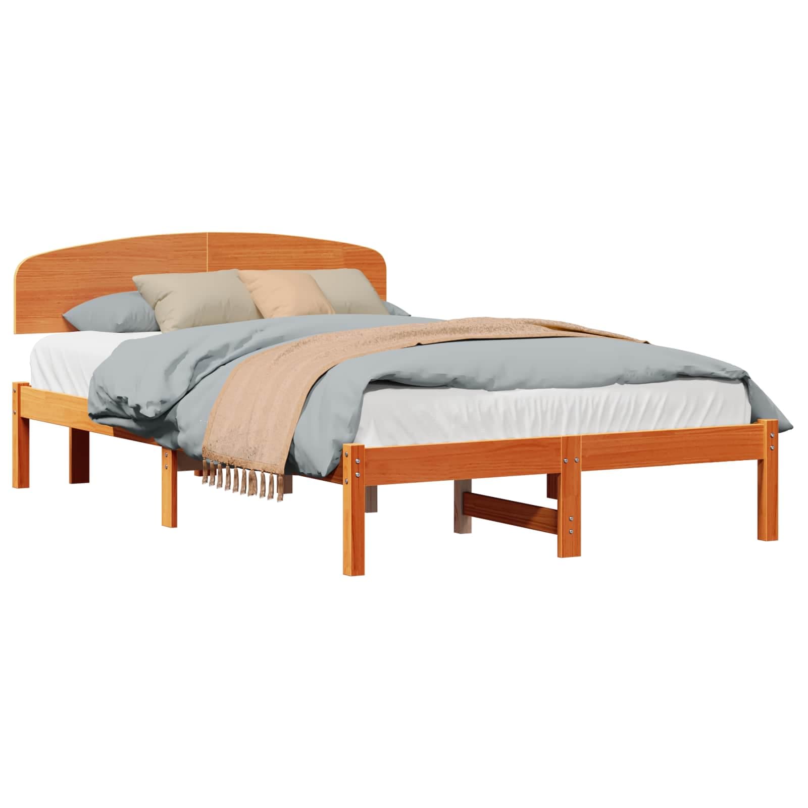 vidaXL Estrutura da Cama com cabeceira Marrom Cera 120 x 190 cm