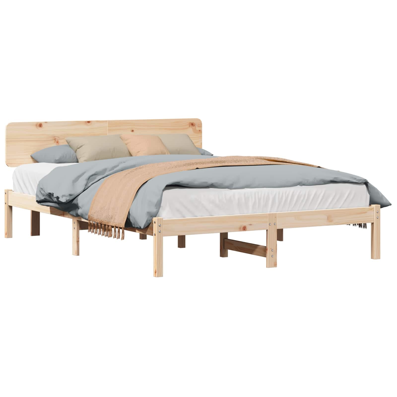 vidaXL Estrutura da Cama com cabeceira Natural 140 x 200 cm
