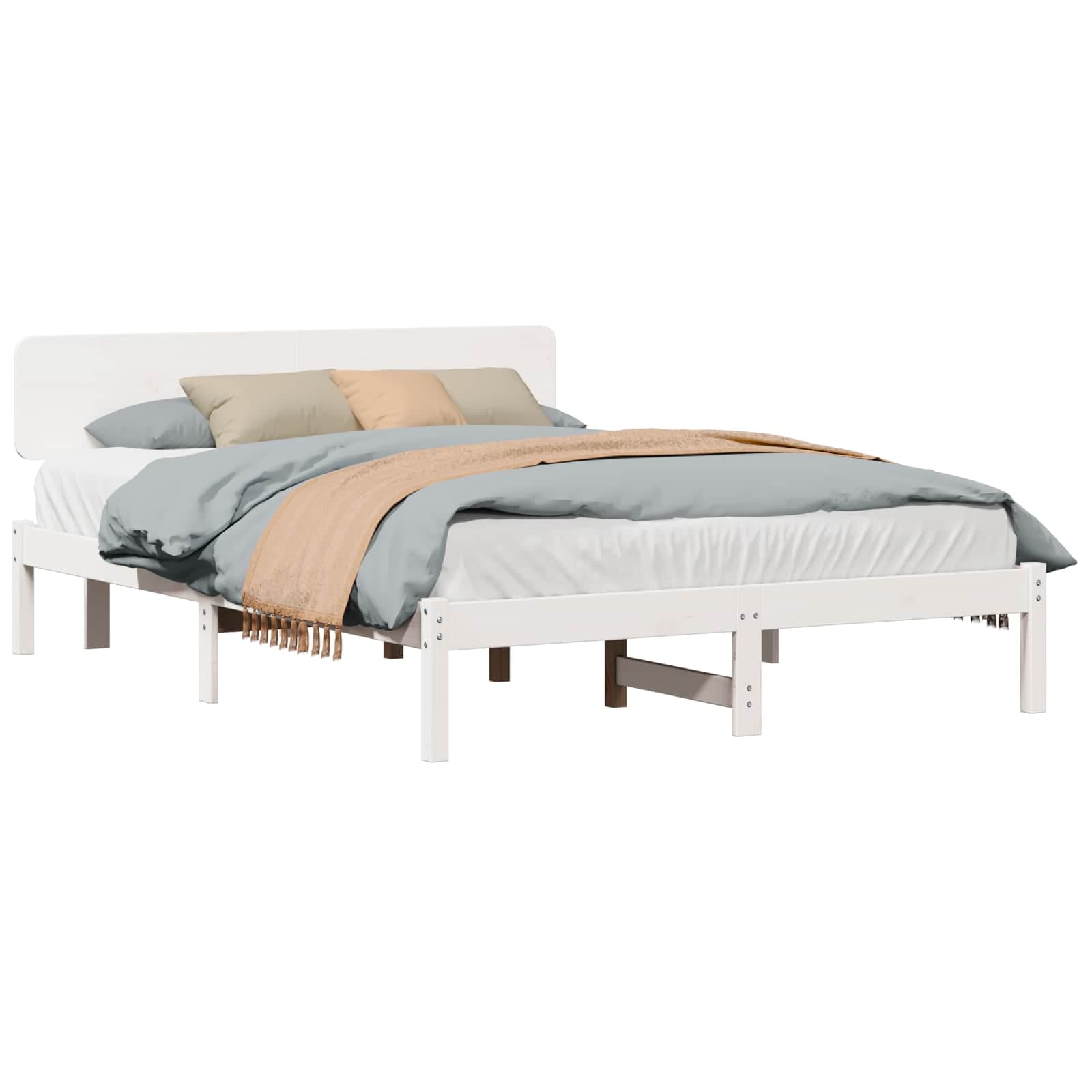vidaXL Estrutura da Cama com cabeceira Branco 140 x 200 cm